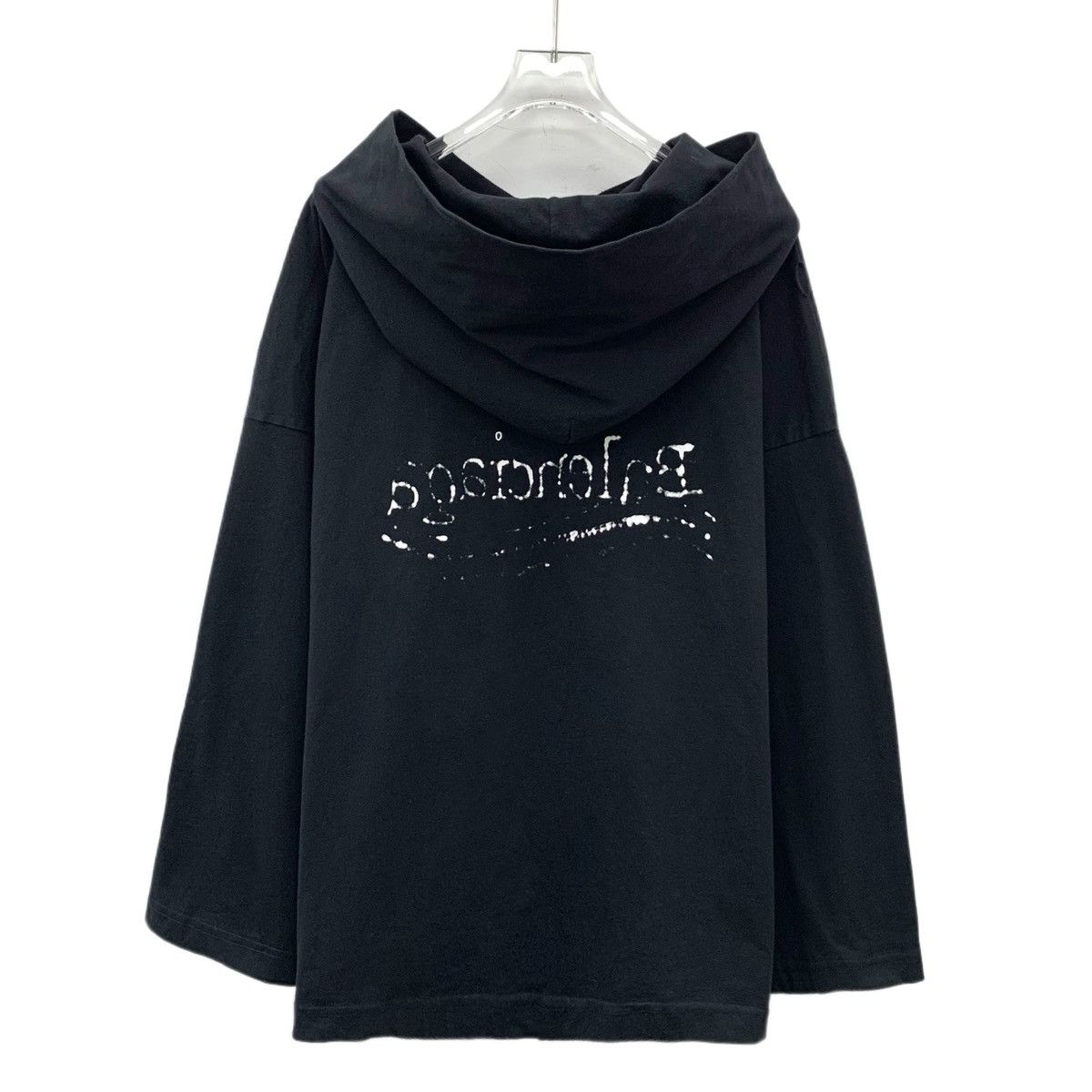Balenciaga Balenciaga Black Logo Printed Hooded Sweatshirt K26WX Size US L / EU 52-54 / 3 - 2 Thumbnail