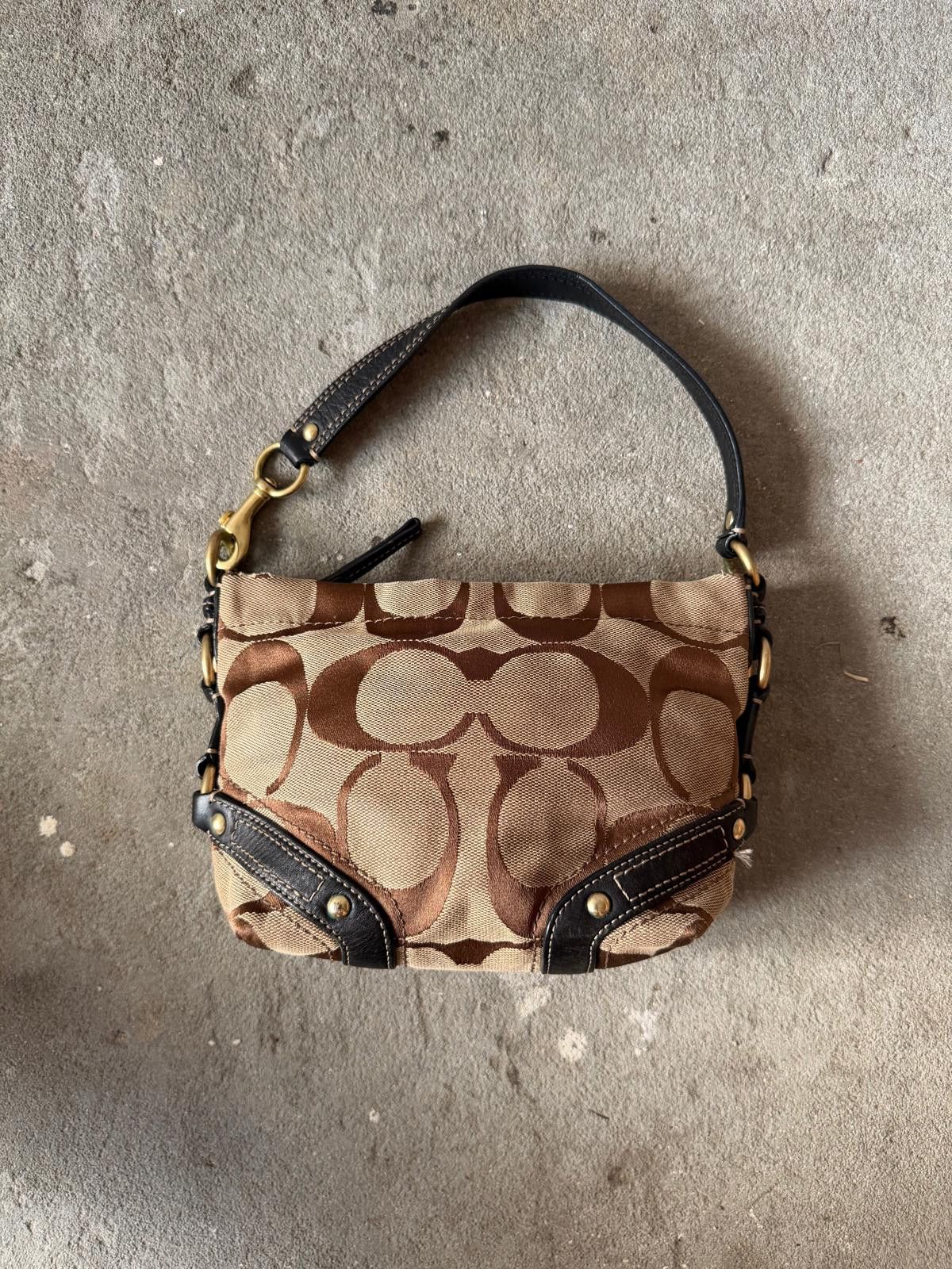 Coach Coach Signature Mini Carly Shoulder Bag Beige/Black Size ONE SIZE - 1 Thumbnail