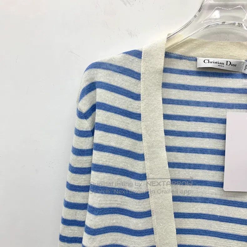 Dior Dior Colour-blocked striped linen lace-tailed knitted card Size XS / US 0-2 / IT 36-38 - 3 Thumbnail