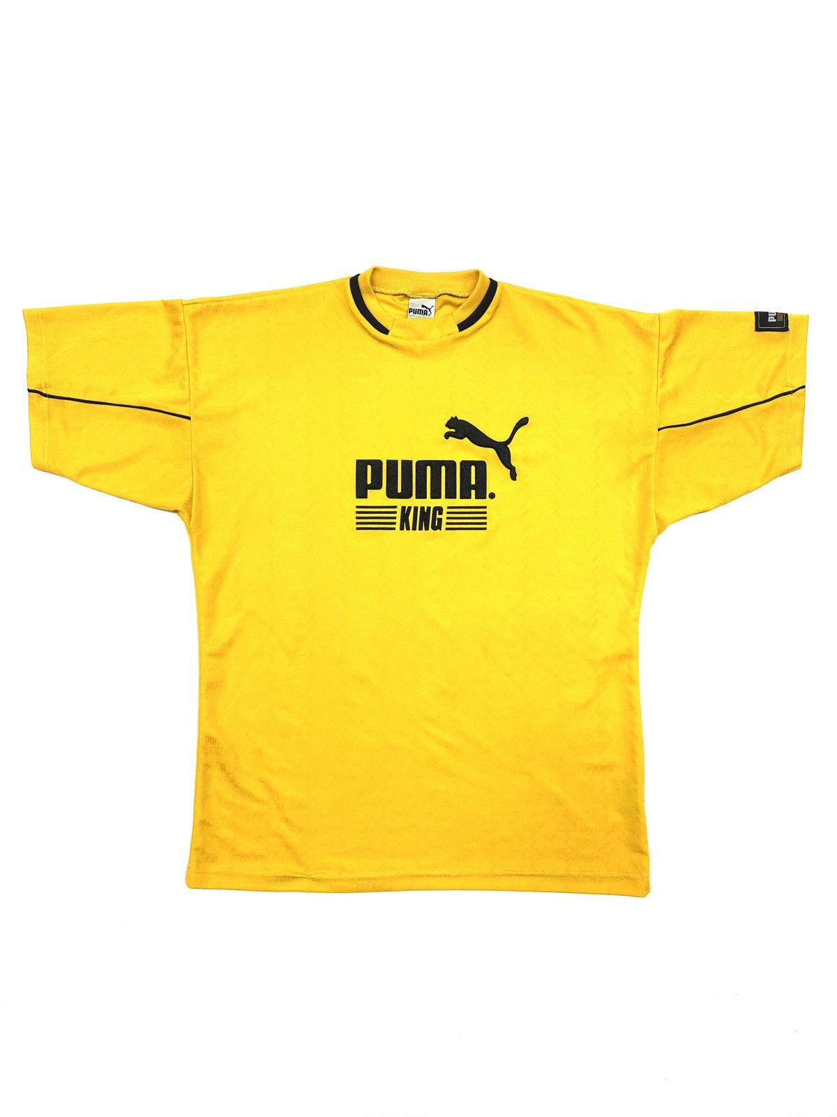 Puma 80S Vintage Puma KING polo soccer jersey monogram yellow Size US L / EU 52-54 / 3 - 1 Thumbnail