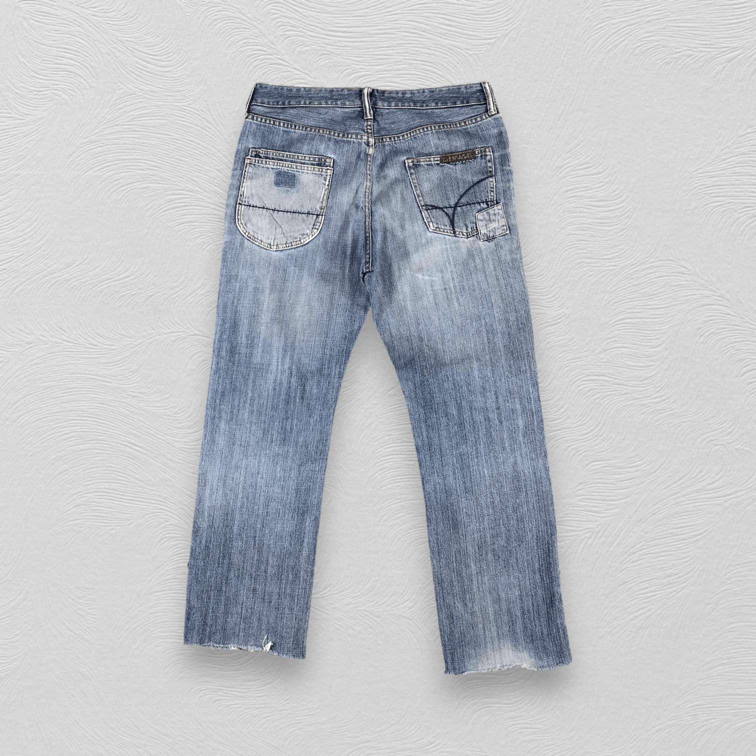 Japanese Brand Back Number Jeans Patchwork Cropped Denim KJ754 Size US 34 / EU 50 - 2 Thumbnail