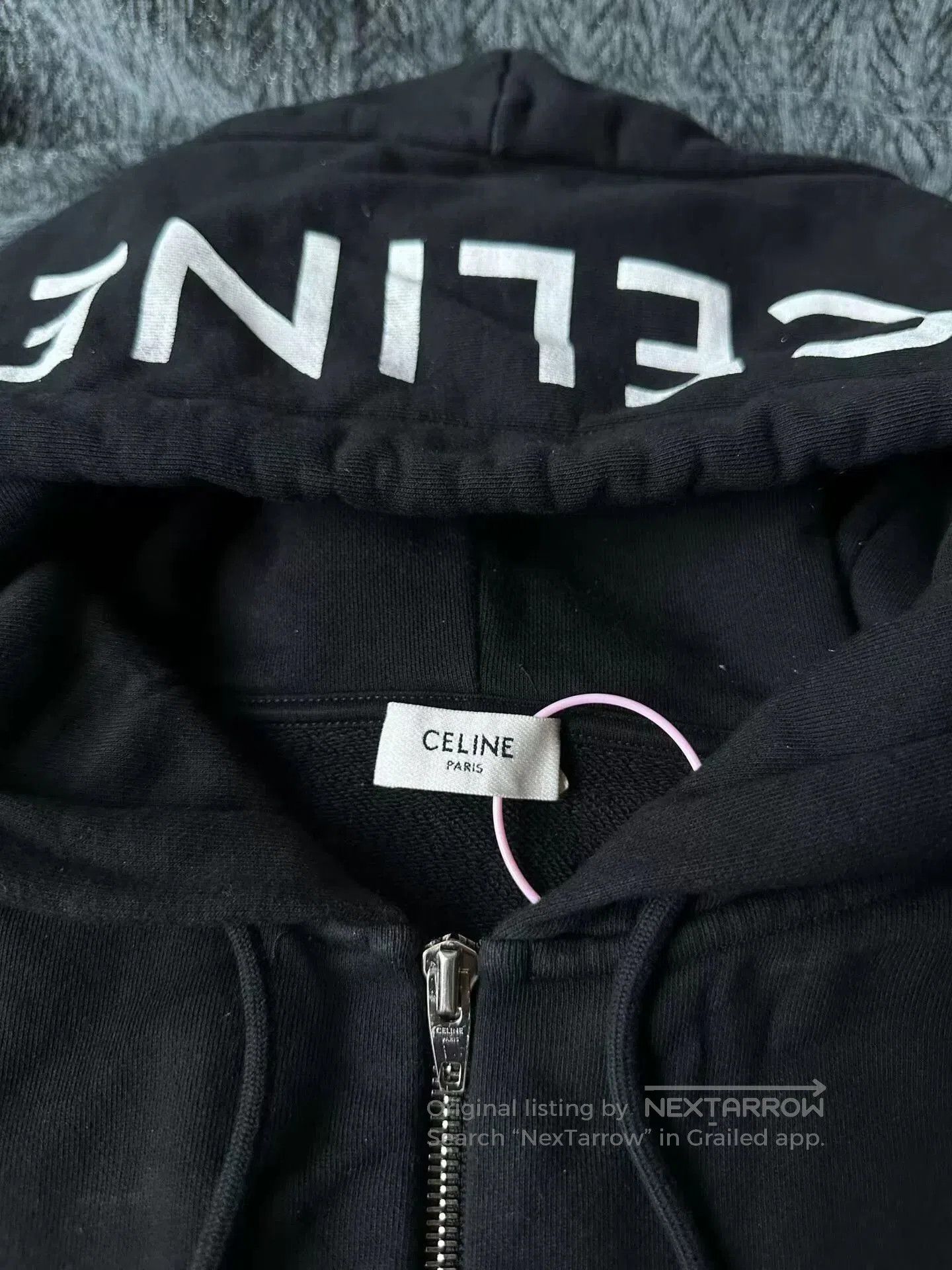 Celine celine logo zip-up hoodie in black. Size US XL / EU 56 / 4 - 4 Thumbnail