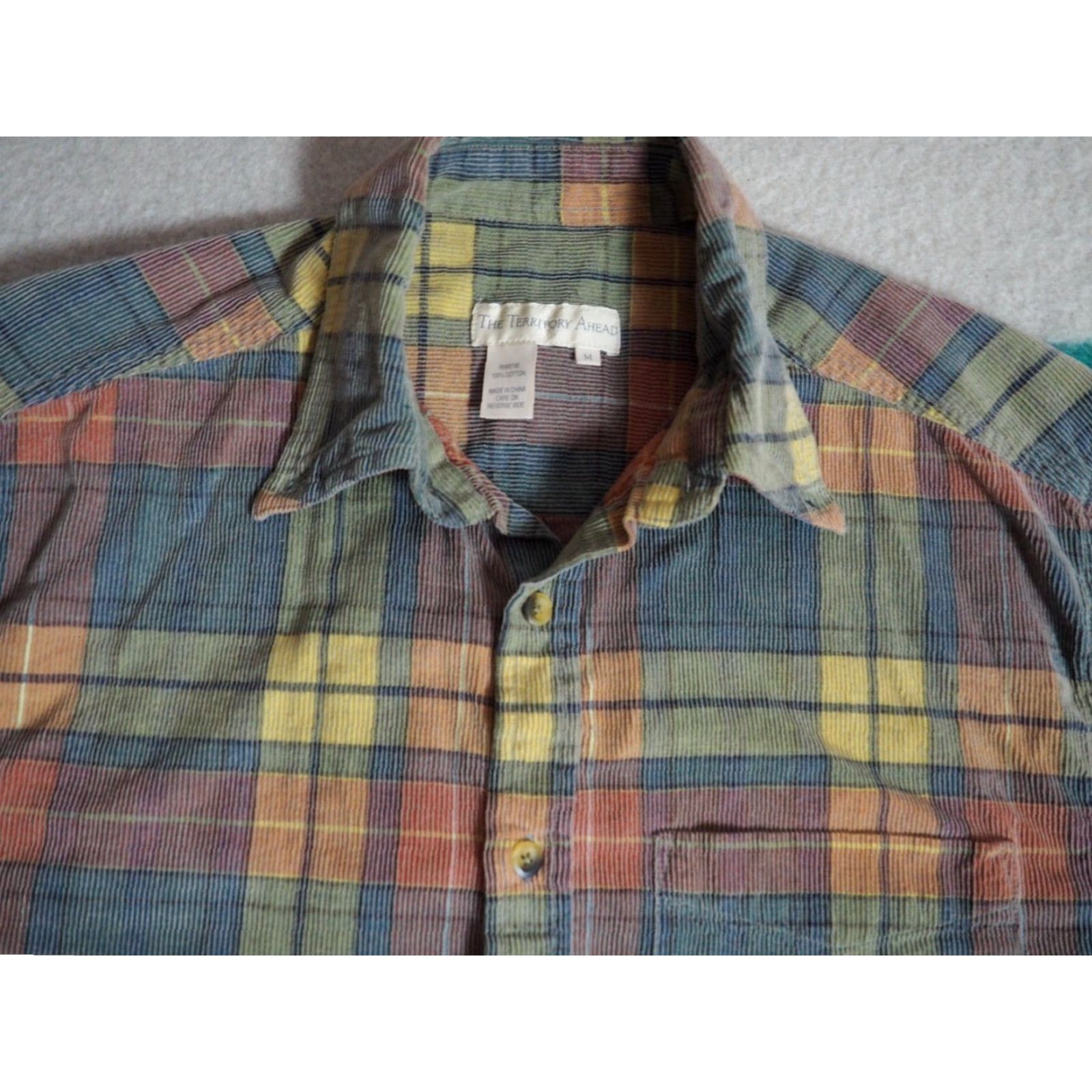 The Territory Ahead VTG 90s Territory Ahead Corduroy Shirt M Long Sleeve Multi-Color Button-Front Grunge Baggy Pocket Green 1990s Mens Size US M / EU 48-50 / 2 - 2 Thumbnail