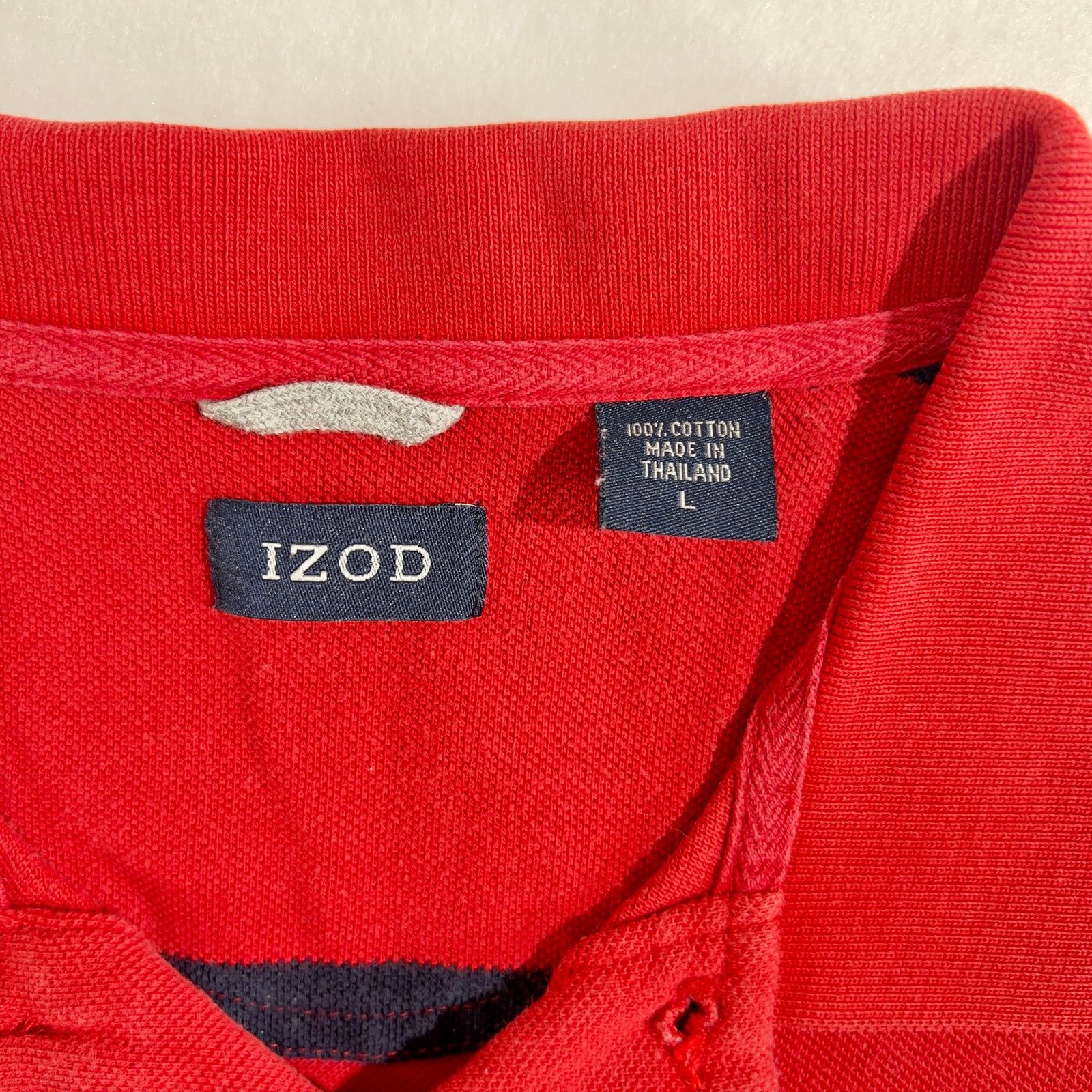 Izod Izod Polo Men L 2-Button Izod Logo on Chest Cotton Red Black Size US L / EU 52-54 / 3 - 2 Thumbnail