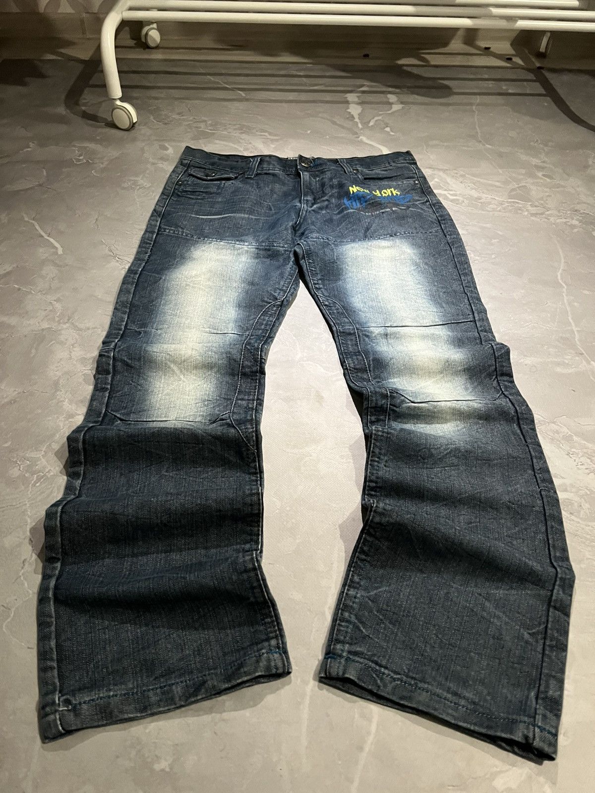 Japanese Brand Faded Washed Graffiti / Number Nine Style / Japan Grunge 90 Size US 34 / EU 50 - 1 Thumbnail