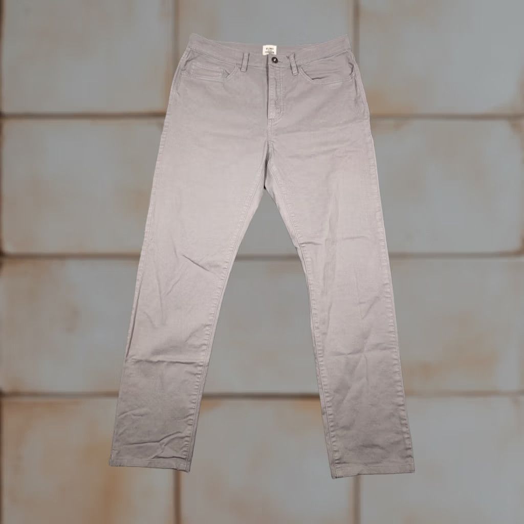 Flint And Tinder Flint and Tinder Pants Men's 32x29.5 Slim Fit 5-Pocket Gray Canvas Cotton Blend Stretch Straight Leg Flat Front Modern City College PreppyMens Size US 32 / EU 48 - 1 Thumbnail