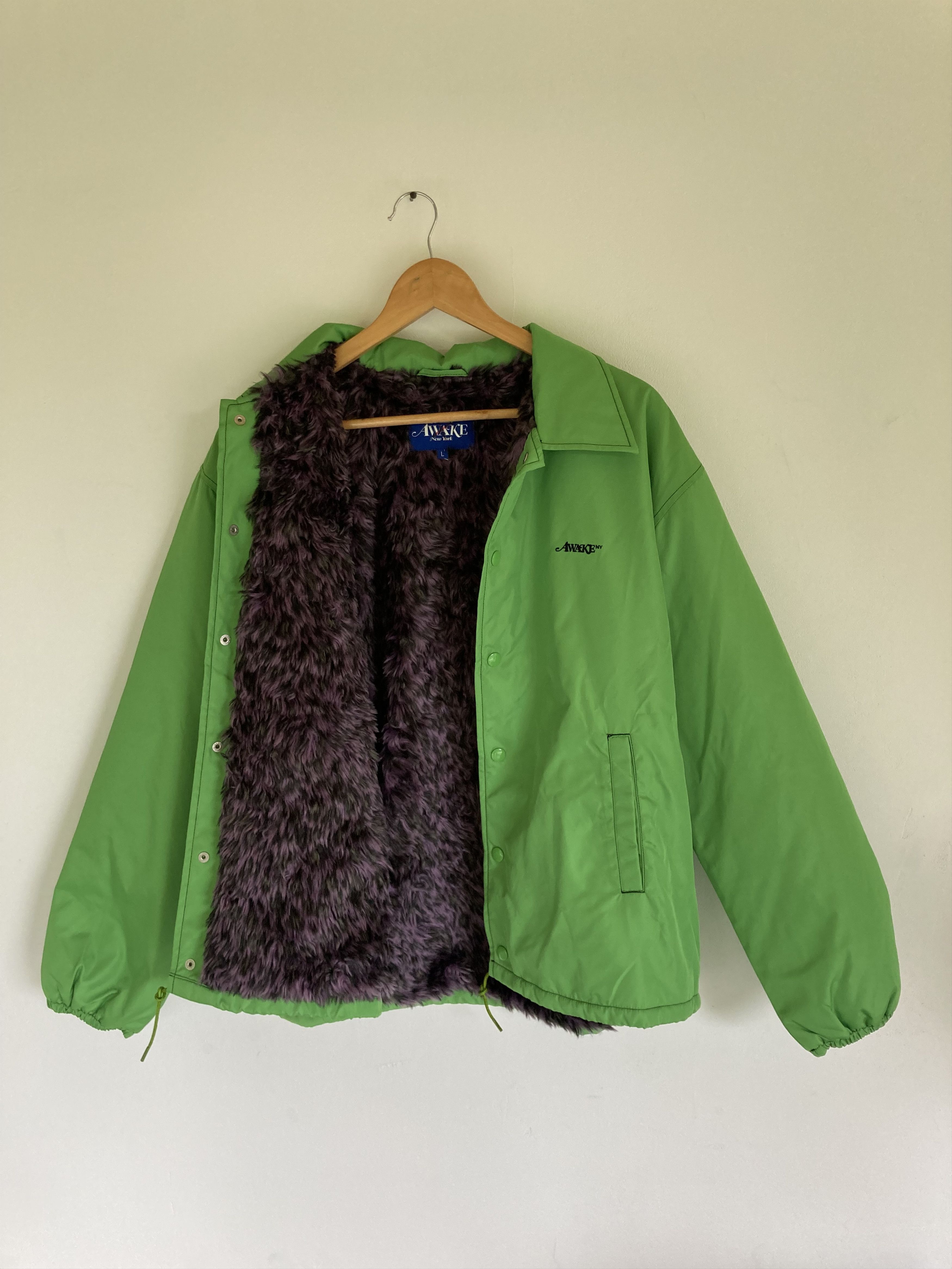 Awake NY Awake Ny Faux Fur Jacket Coaches Green Size L Mens Size US L / EU 52-54 / 3 - 2 Thumbnail