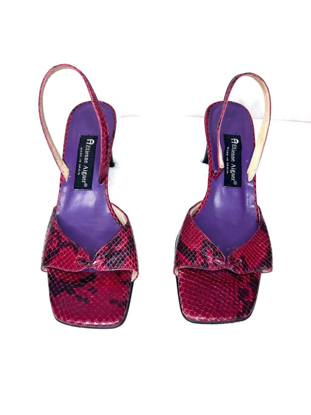 Etienne Aigner Etienne Aigner genuine leather snake print Red sling heels 9 Size US 9 / IT 39 - 3 Thumbnail