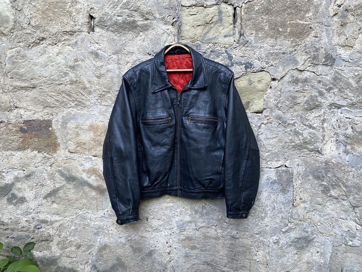 Vintage Vintage 80s Oversized Motorcycle Bomber Leather Jacket Size US L / EU 52-54 / 3 - 1 Thumbnail
