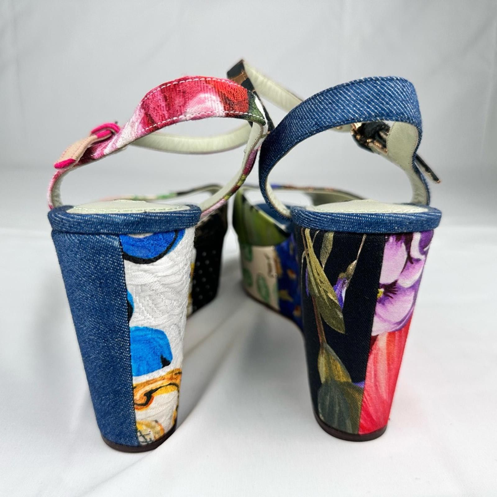 Dolce & Gabbana Multicolor Patchwork Platform Wedge Denim Sandals EU 39 New Size US 9 / IT 39 - 4 Thumbnail
