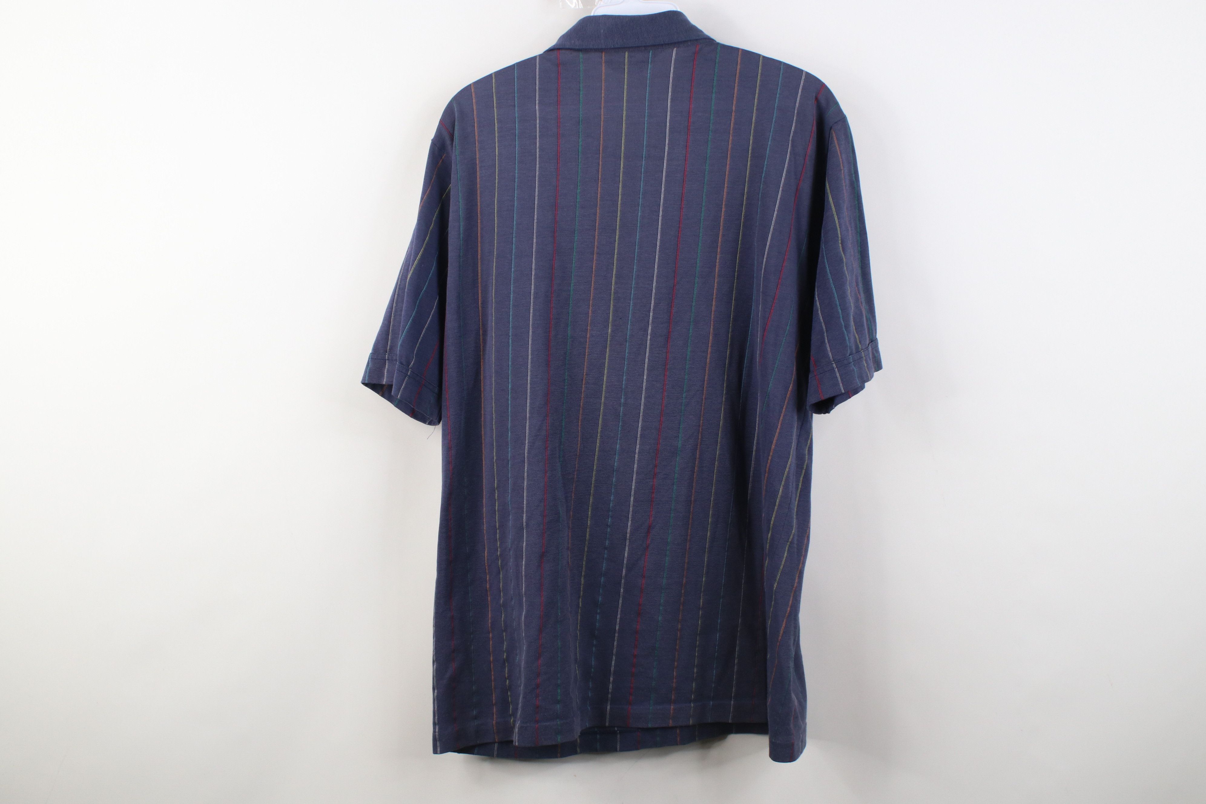 Vintage Vintage 70s 80s Streetwear Thin Rainbow Striped Knit Polo Size US L / EU 52-54 / 3 - 10 Thumbnail