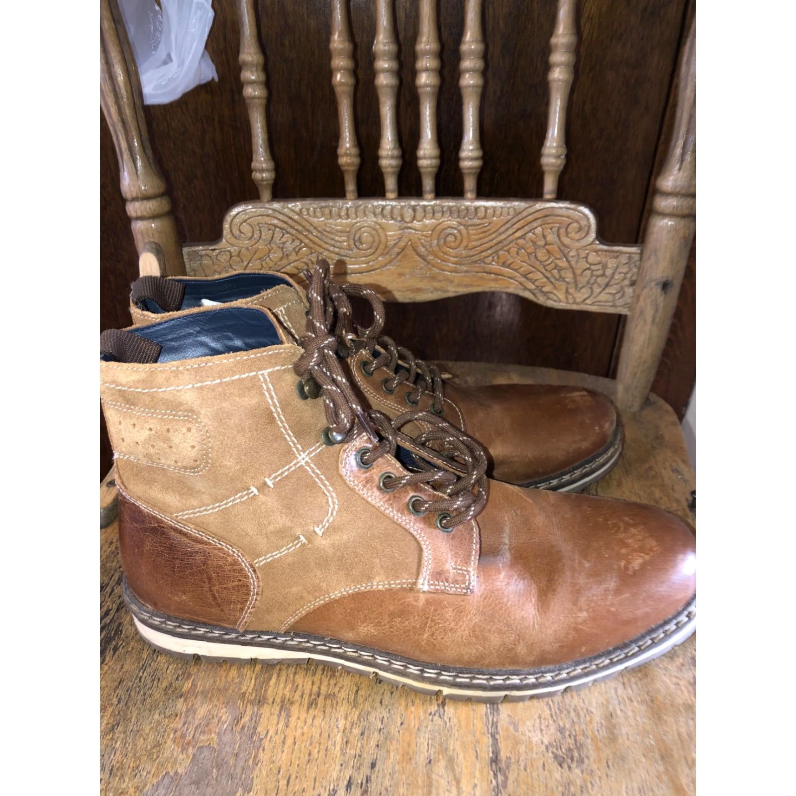 Vintage VINTAGE Crevo Boots Mens 12 Brown Leather Combat Lace Up Drayton CV Lined Casual Size US 12 / EU 45 - 5 Thumbnail