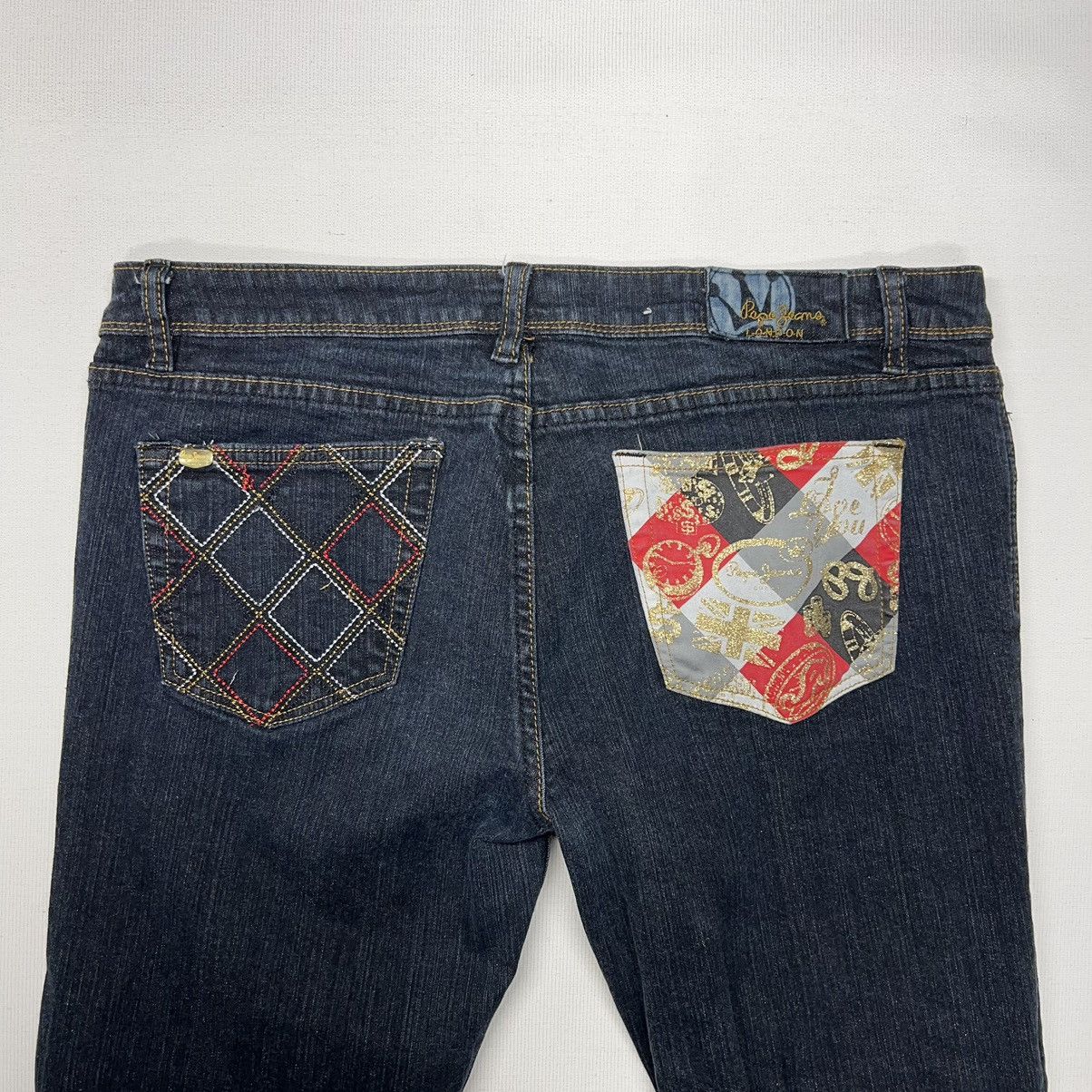 Pepe Jeans × Vintage VTG Pepe Jeans Blue Flared Bootcut London Pocket Patch Y2K Size 34" / US 12 / IT 48 - 11 Thumbnail
