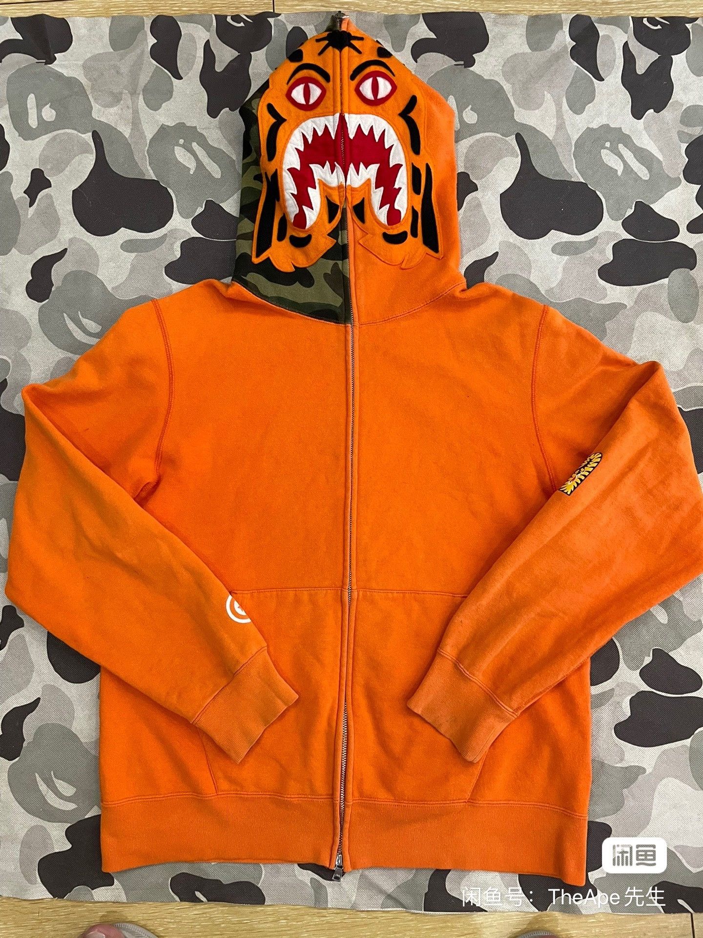 Bape Bape Orange Shark Sweatshirt Pullover Size US XL / EU 56 / 4 - 1 Thumbnail