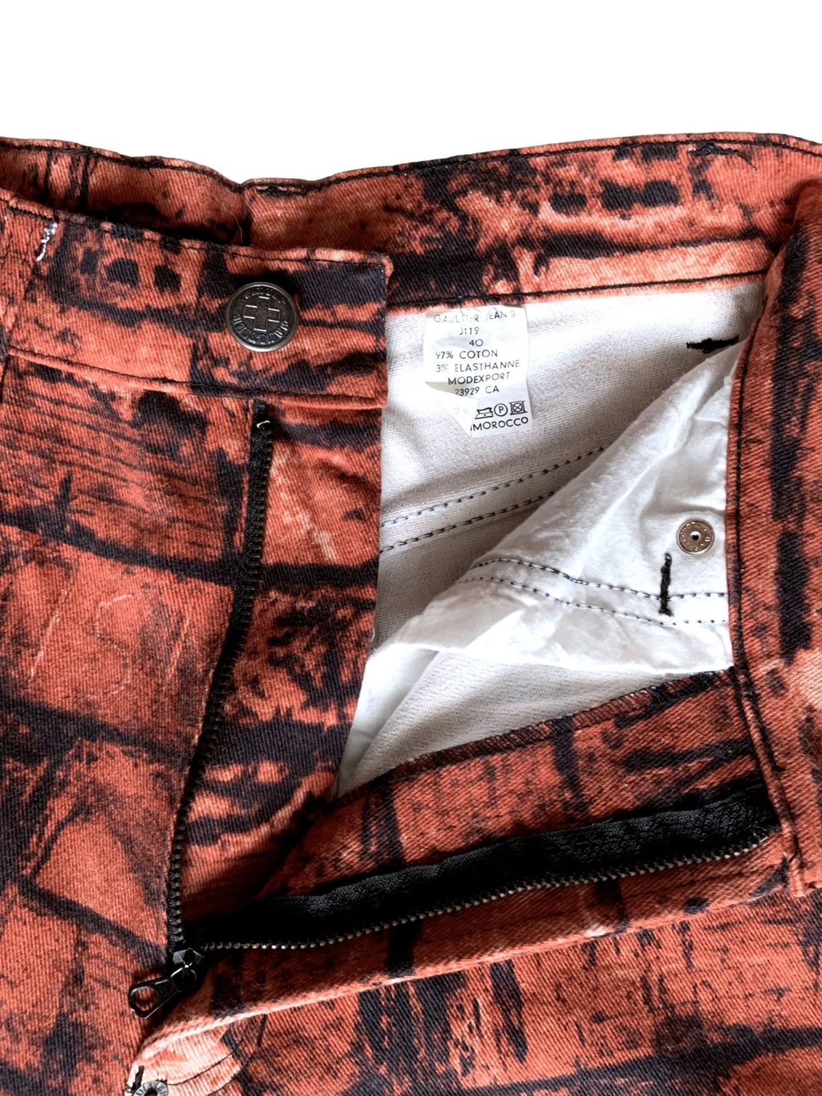 Jean Paul Gaultier AW1997 Jean Paul Gaultier Brick Jeans Print Pants Size 27" / US 4 / IT 40 - 8 Thumbnail
