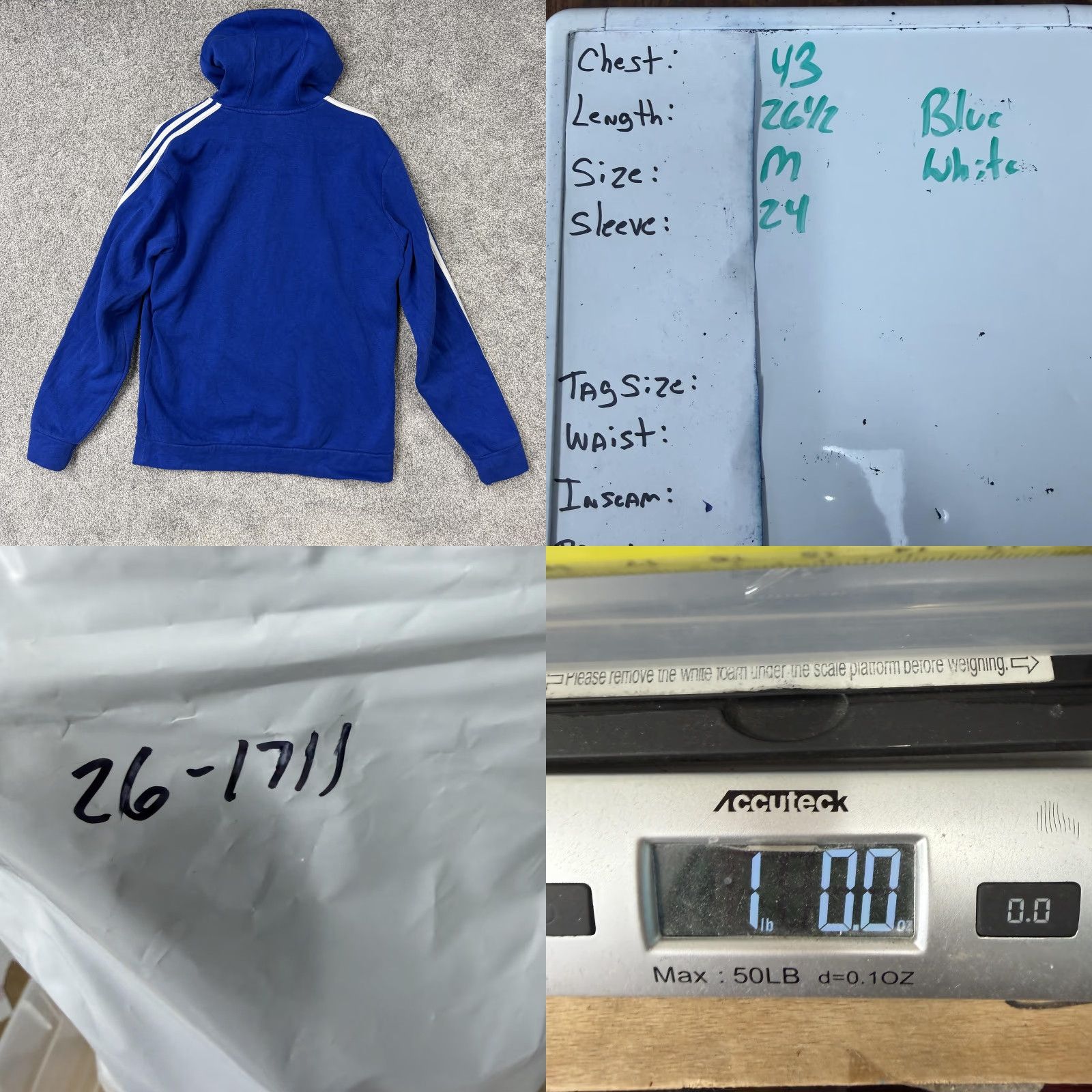 Adidas Adidas Hoodie Mens Medium Blue Pullover 3-Stripes Athletic Fleece Kangaroo Pocket Sweatshirt Mens M Blue Size US M / EU 48-50 / 2 - 9 Thumbnail
