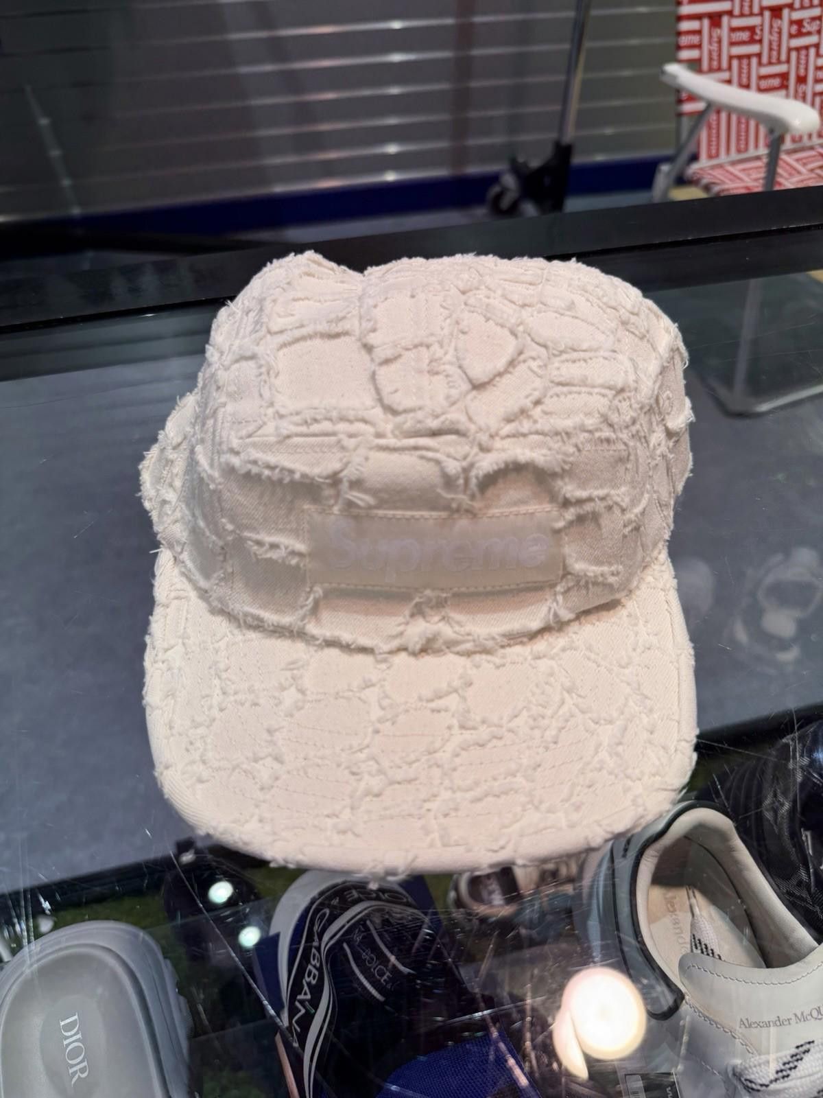 Supreme Supreme Mens Cream Frayed Croc Denim Adjustable Hat Cap NEW Size ONE SIZE - 1 Thumbnail