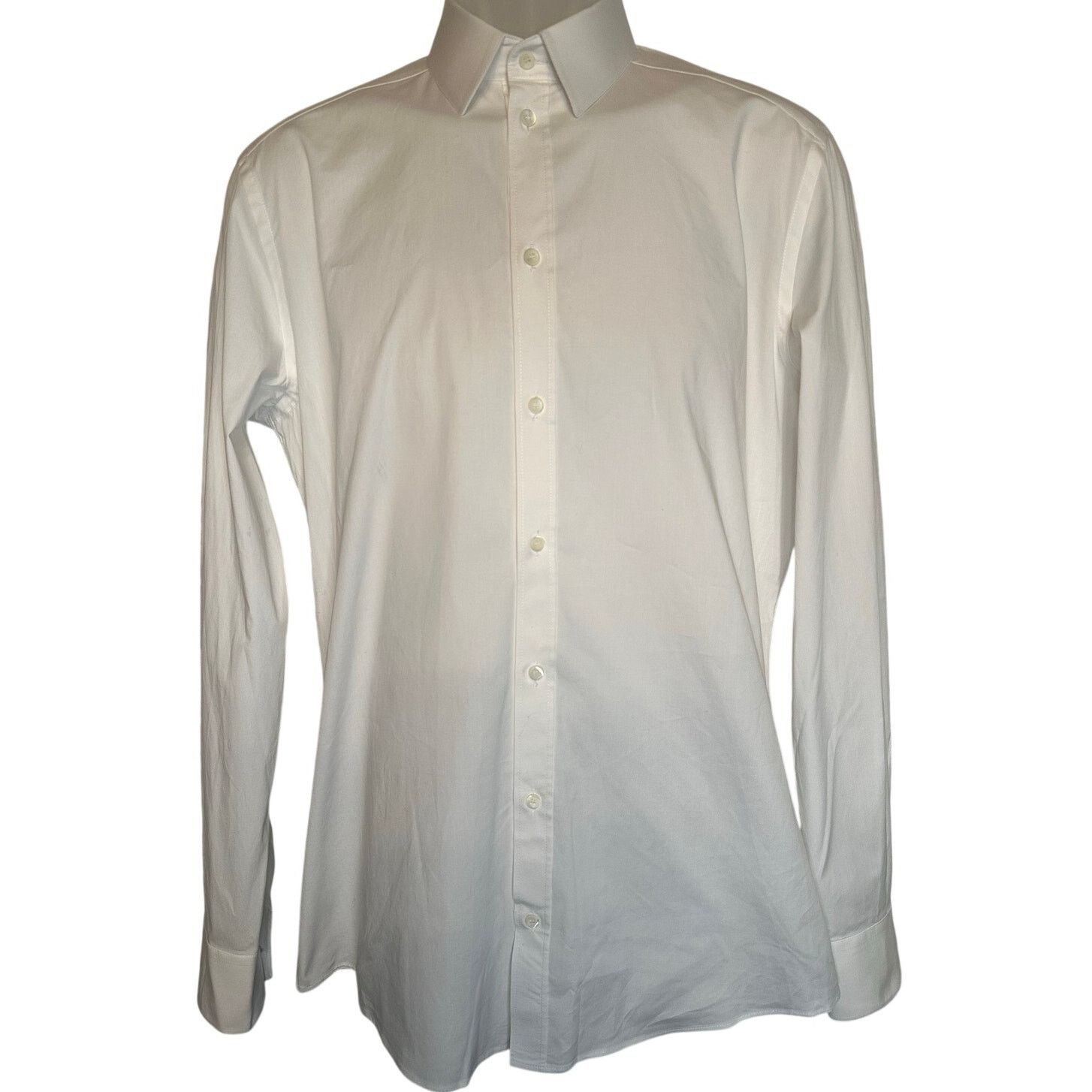 Dolce & Gabbana White Stretch Poplin Gold-Fit Slim Fit Dress Shirt size 15.5 Size US M / EU 48-50 / 2 - 3 Thumbnail