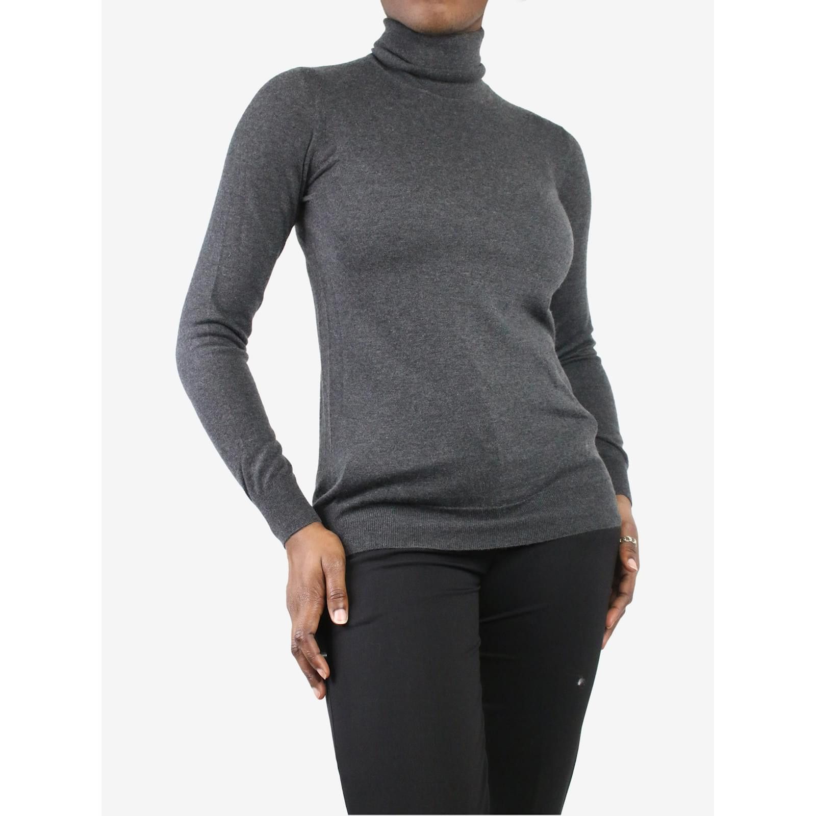 Loro Piana o1w1db10724 Turtleneck Cashmere Sweater in Grey Size L / US 10 / IT 46 - 4 Thumbnail