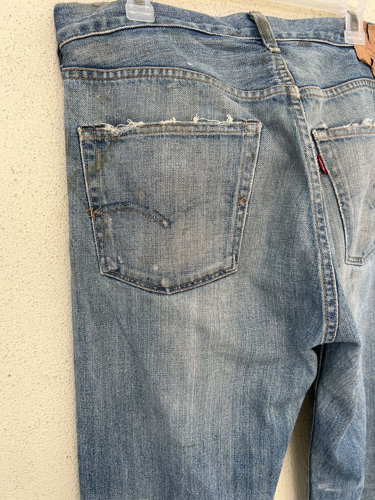 Levi's Vintage Clothing Dirty Mud 2005 LVC Levi’s 501 Big E Rip Denim Selvedge Jeans Size US 35 - 16 Thumbnail