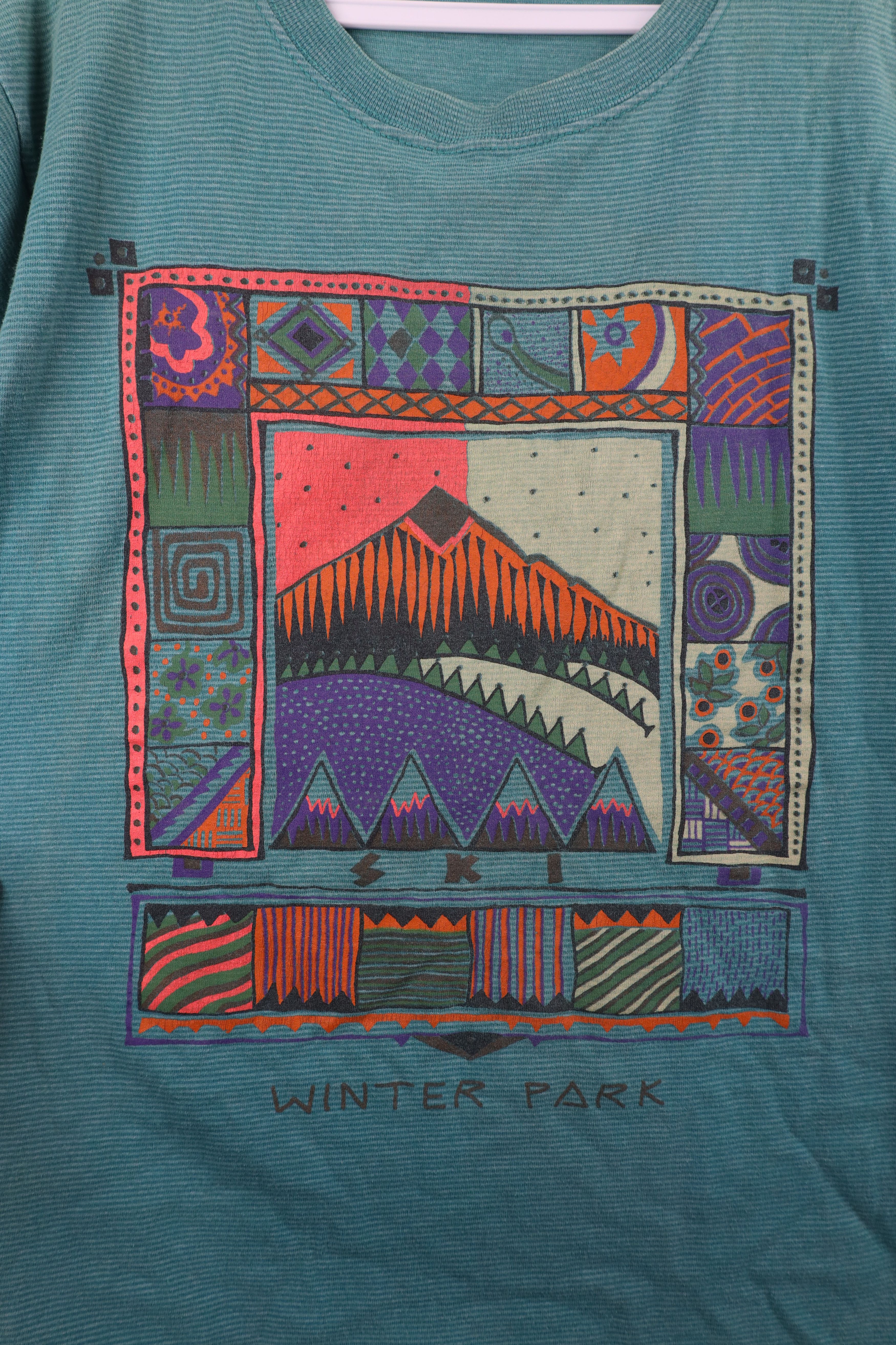 Vintage Vintage 90s Streetwear Abstract Striped Park T-Shirt USA Size US M / EU 48-50 / 2 - 4 Thumbnail