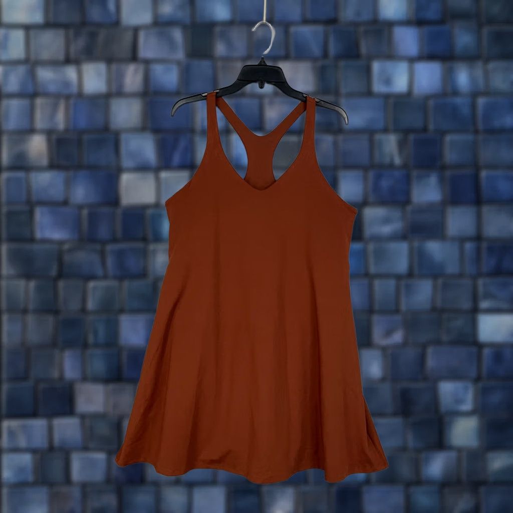 Girlfriend Collective Girlfriend Collective Dress Womens 4XL Rust Racerback Built In Shorts Pockets Sleeveless V-Neck Casual Sport Knit Jersey Polyester Spandex Size 40" / US 18 - 1 Thumbnail