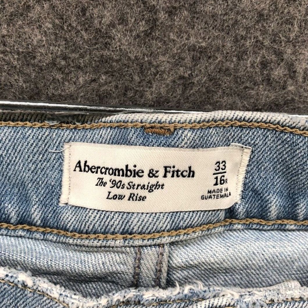 Abercrombie & Fitch Abercrombie & Fitch 90s Straight Low Rise Jean Womens 33 Blue Light Wash Denim Regular 33 Inseam 30.5 in Size 24" / US 00 / IT 34 - 6 Thumbnail