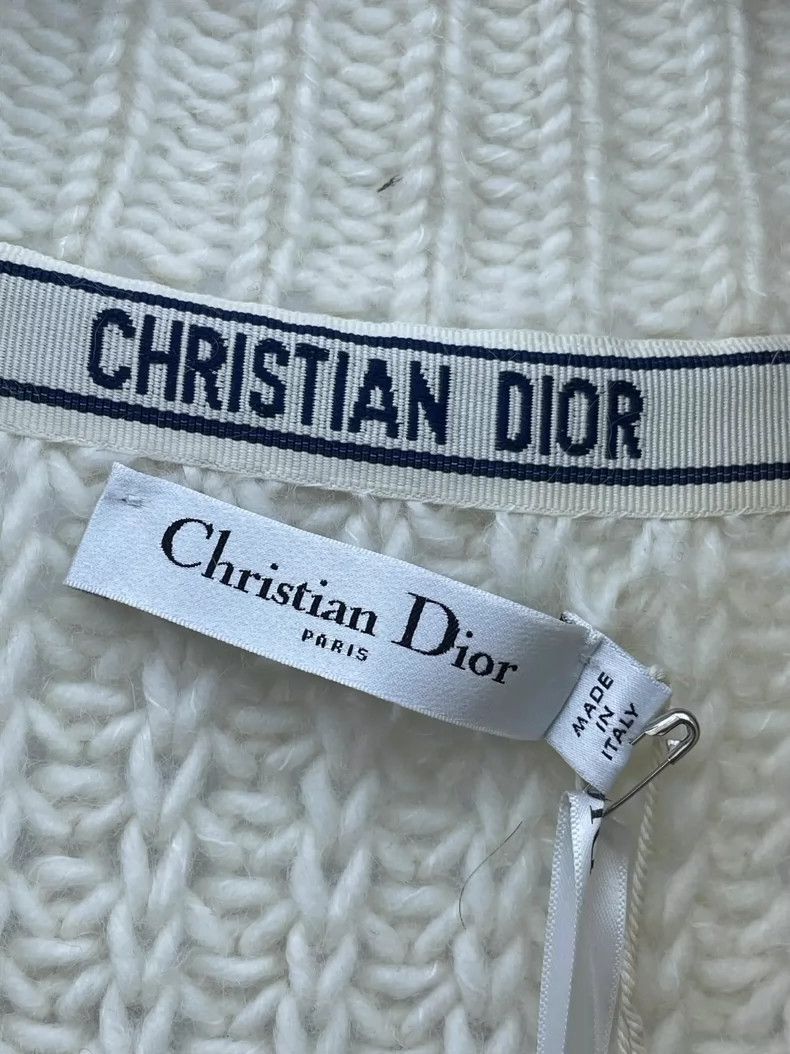Dior Dior 24 large V-neck loose thick-line knitted sweaters 2504 Size XXS / US 00 / IT 34 - 3 Thumbnail