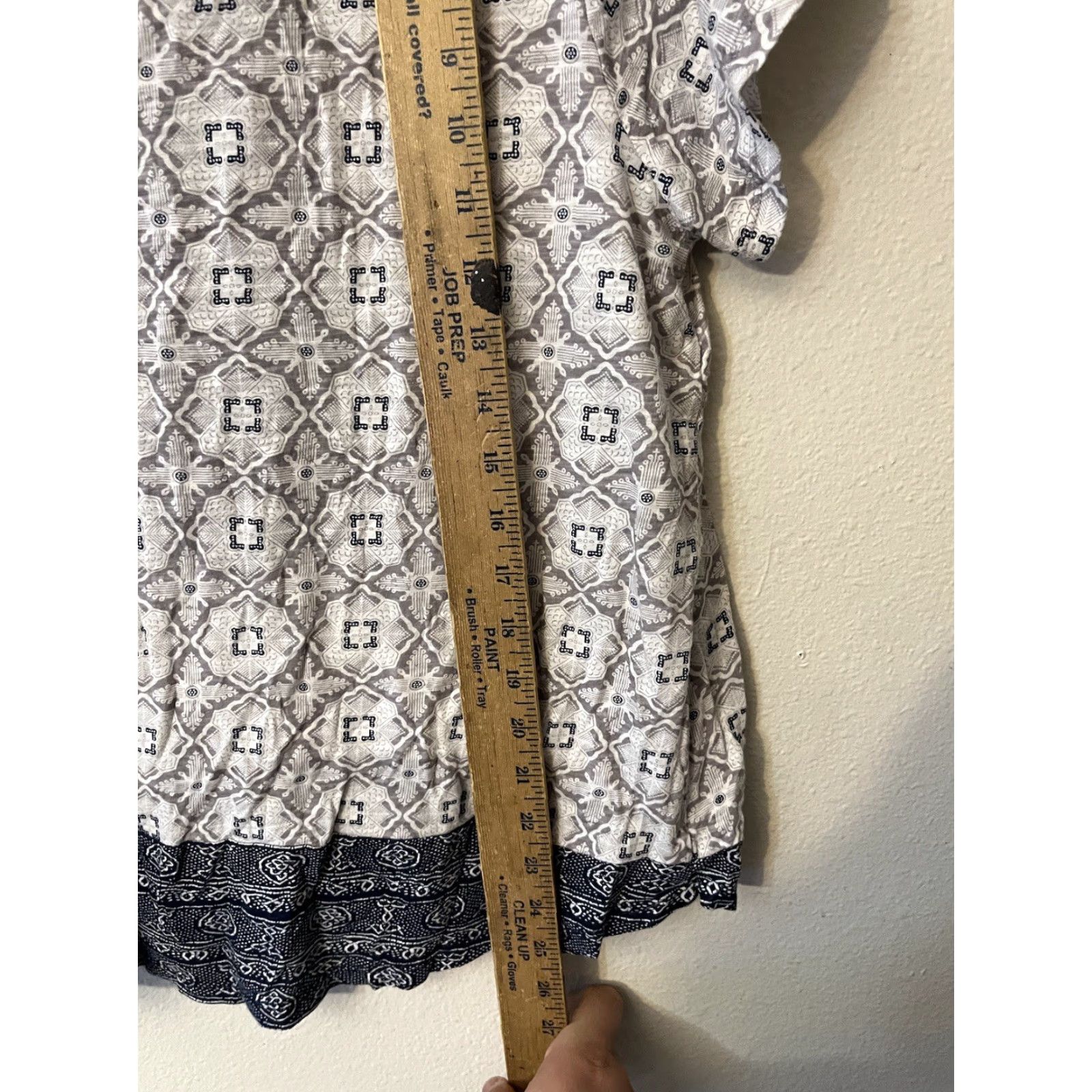 Lucky Brand VINTAGE Lucky Brand Women's Blouse Shirt 1X Cotton Blend Geometric Batik Casual Summer Size XL / US 12-14 / IT 48-50 - 4 Thumbnail