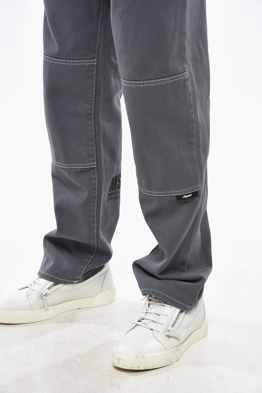 MSGM og1mm1125 Logo Printed Regular Fit Jeans in Dark Grey Size US 36 / EU 52 - 4 Thumbnail