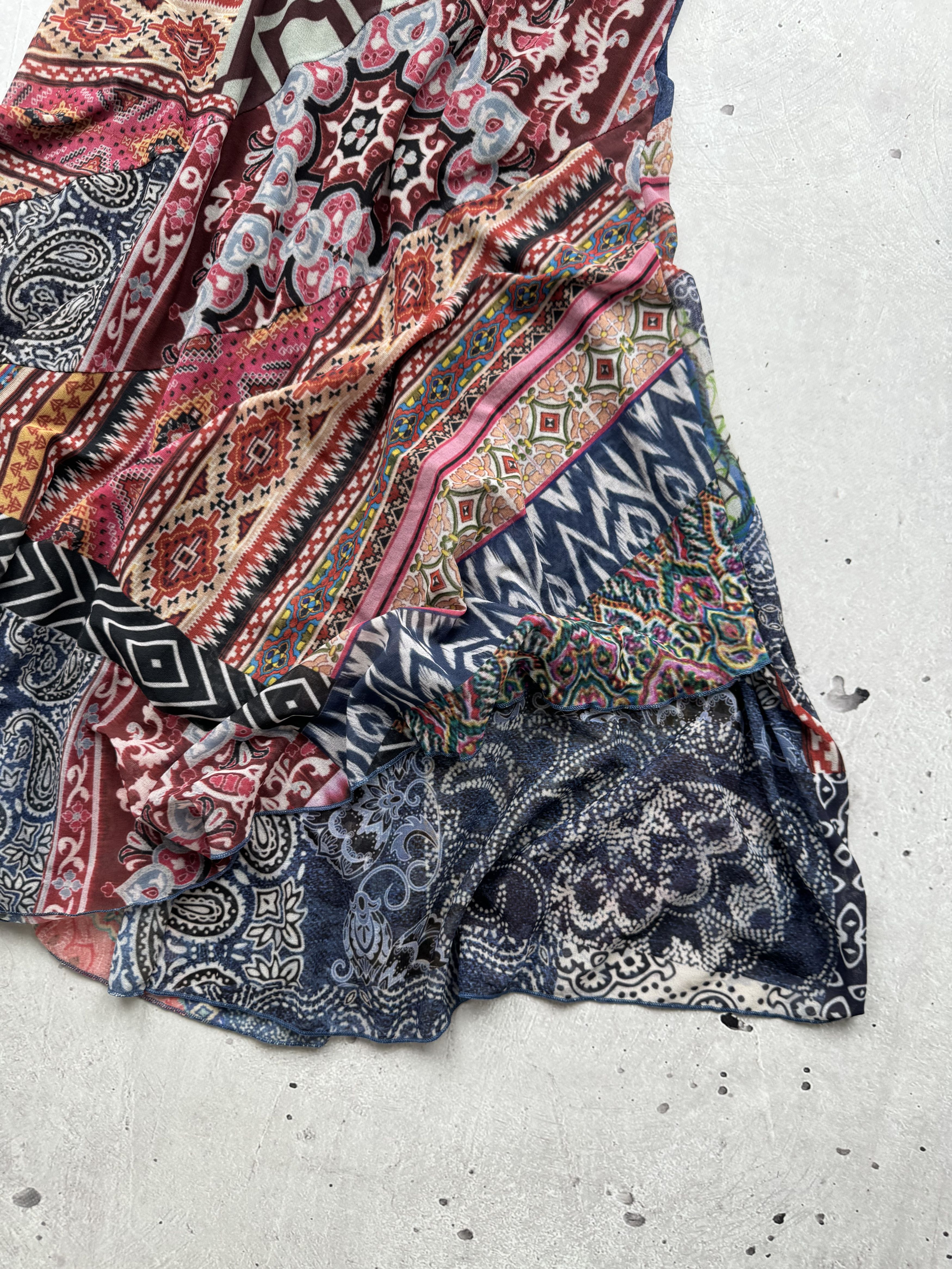 Cop Copine × Vintage Cop Copine Vintage Mesh Printed Flared Mini Dress Size M / US 6-8 / IT 42-44 - 11 Thumbnail