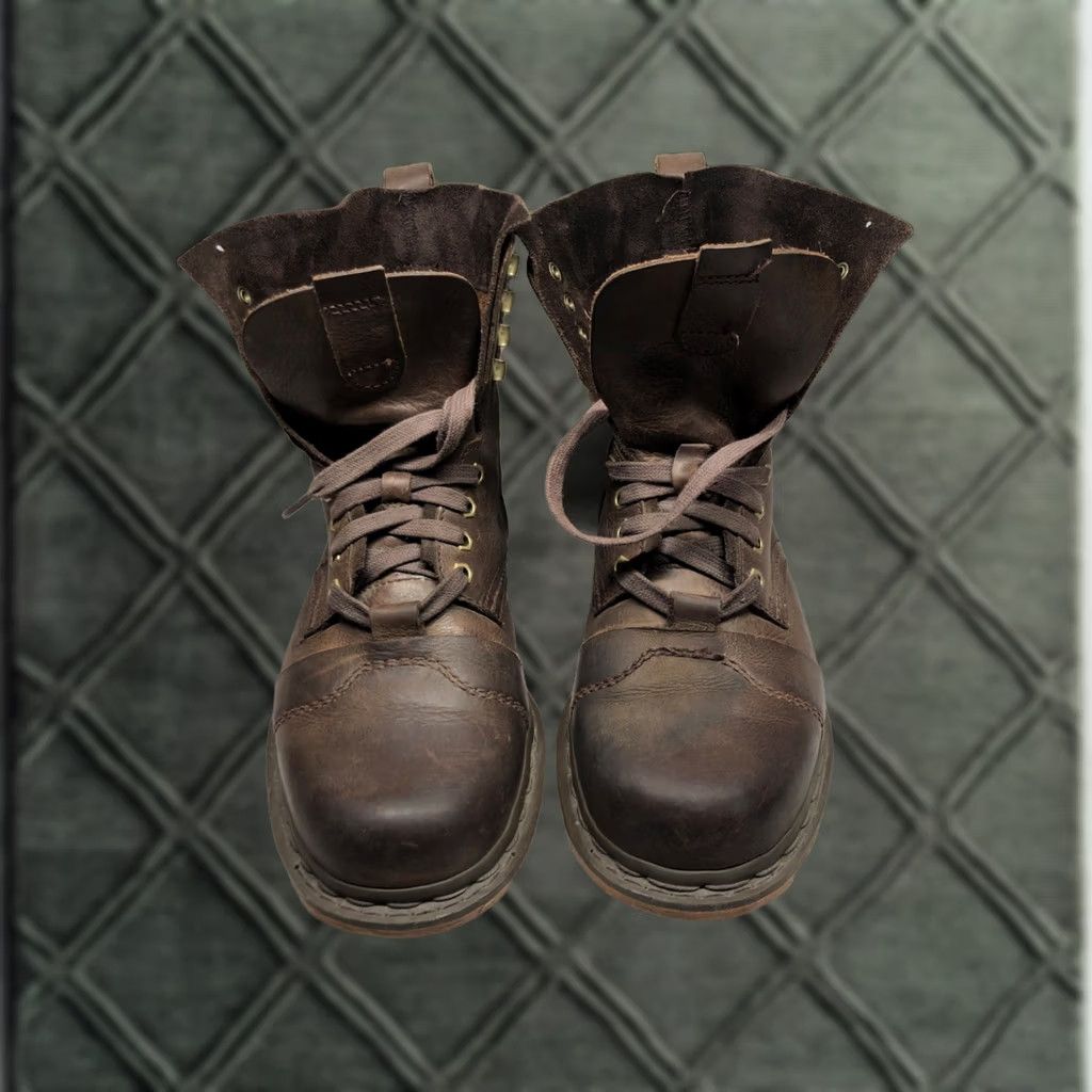 Dr. Martens Dr Martens Pier Distressed Leather Mens Boots Combat Grunge 90s Lace Up Casual Workwear Travel Brown Leather Captoe Pattern Solid Mens 10 US Size US 9 / EU 42 - 1 Thumbnail