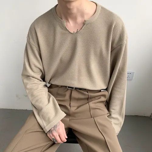 image of Vintage Korean Style Fashion Transparent Sweater in Grey, Men's (Size Medium)