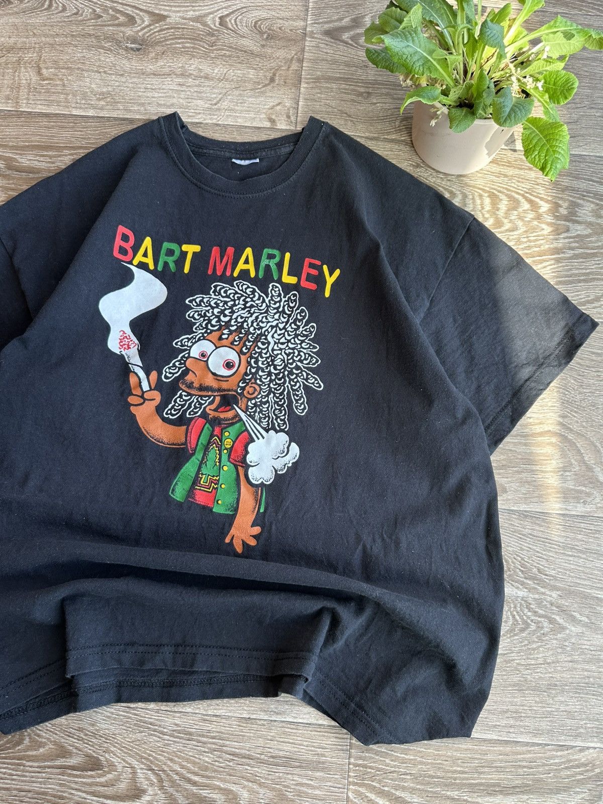 Bob Marley 🔥 90s Bart Marley Vintage Simpsons T Shirt Homer Band USA Size US XL / EU 56 / 4 - 2 Thumbnail