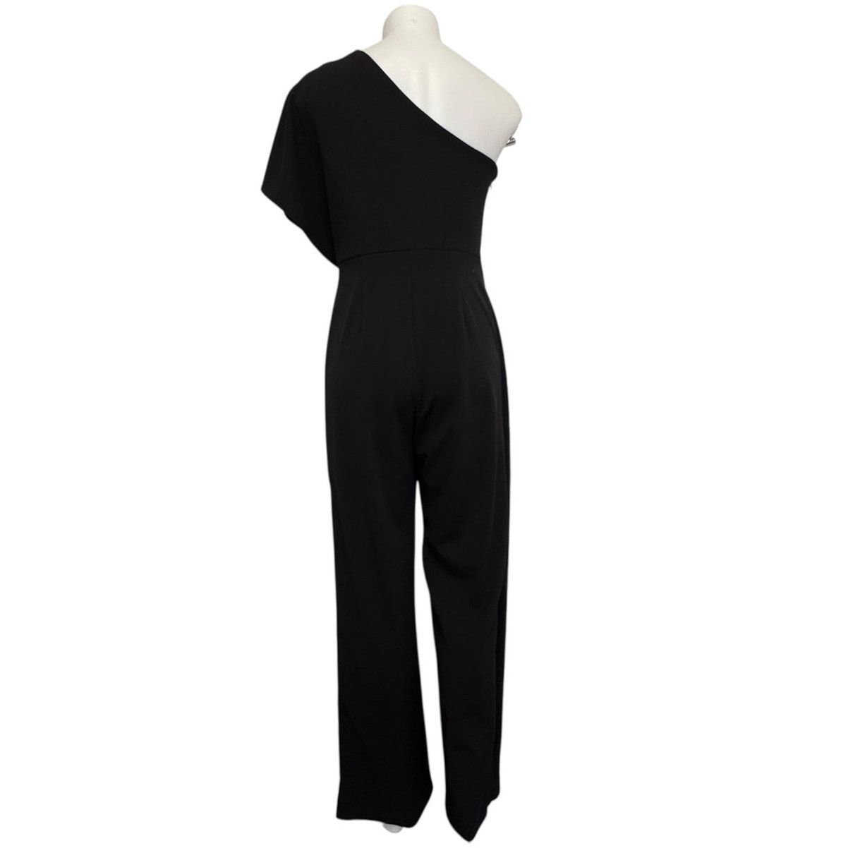 Adrianna Papell Adrianna Papell Black One Shoulder Flowy Jumpsuit Size 4 Size 27" / US 4 / IT 40 - 3 Thumbnail