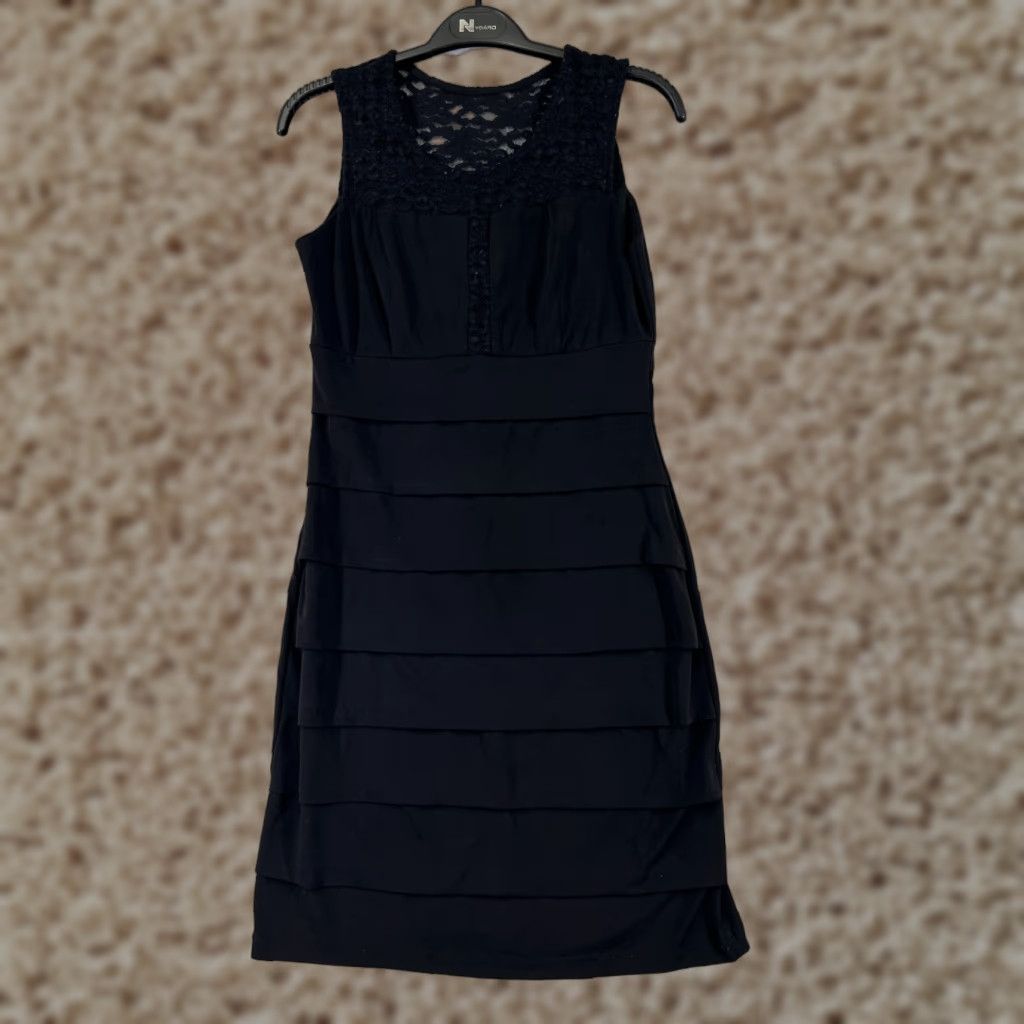 Enfocus Studio Dress Womens 4 Black Lace Shoulders Sleeveless Polyester  Blend - motosdoctor.com