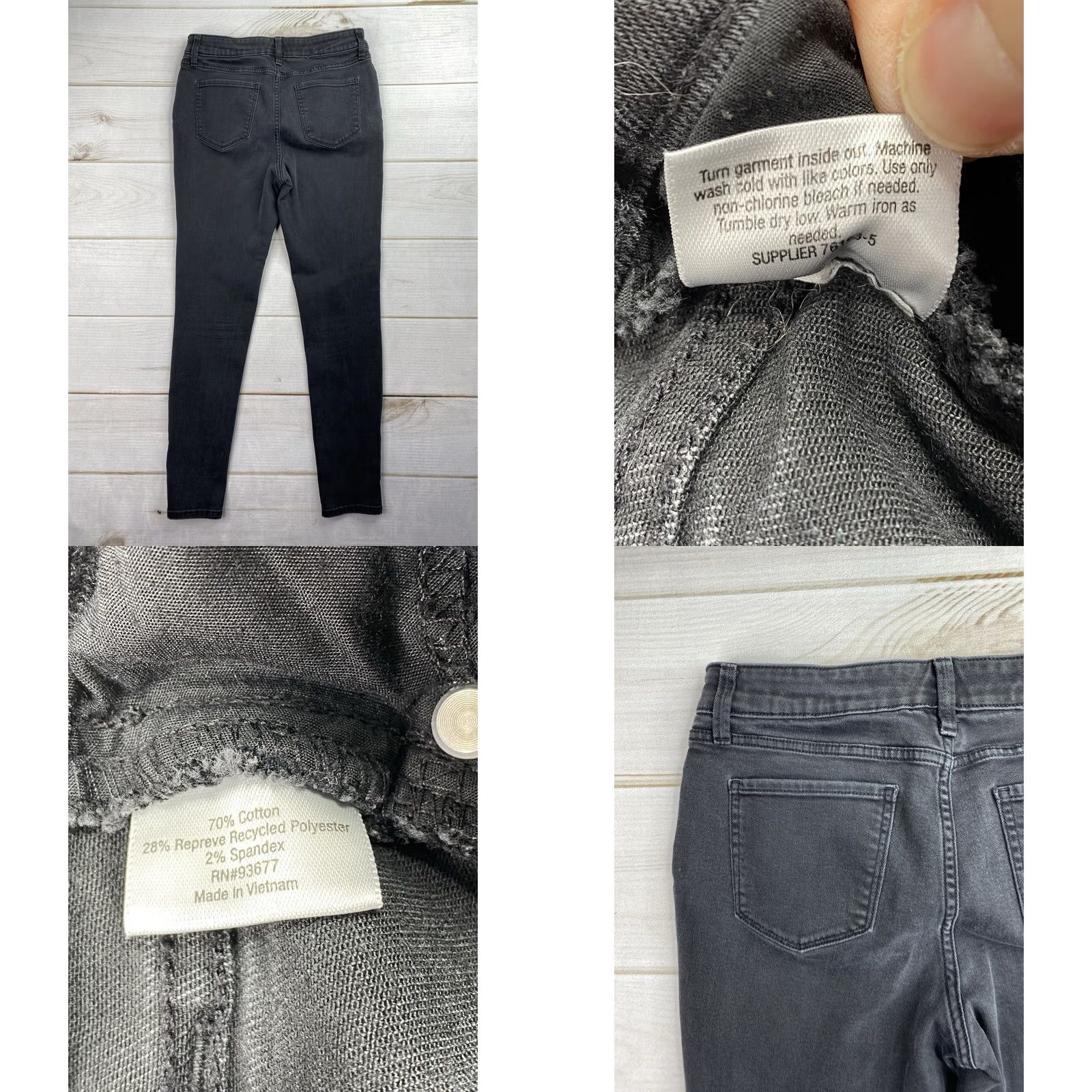 Vintage St. John's Bay Jeans Skinny Womens 12 Tall Black Mid Rise Stretch Denim 5-Pocket Logo 90s Y2K Vintage: No Size 34" / US 12 / IT 48 - 8 Thumbnail