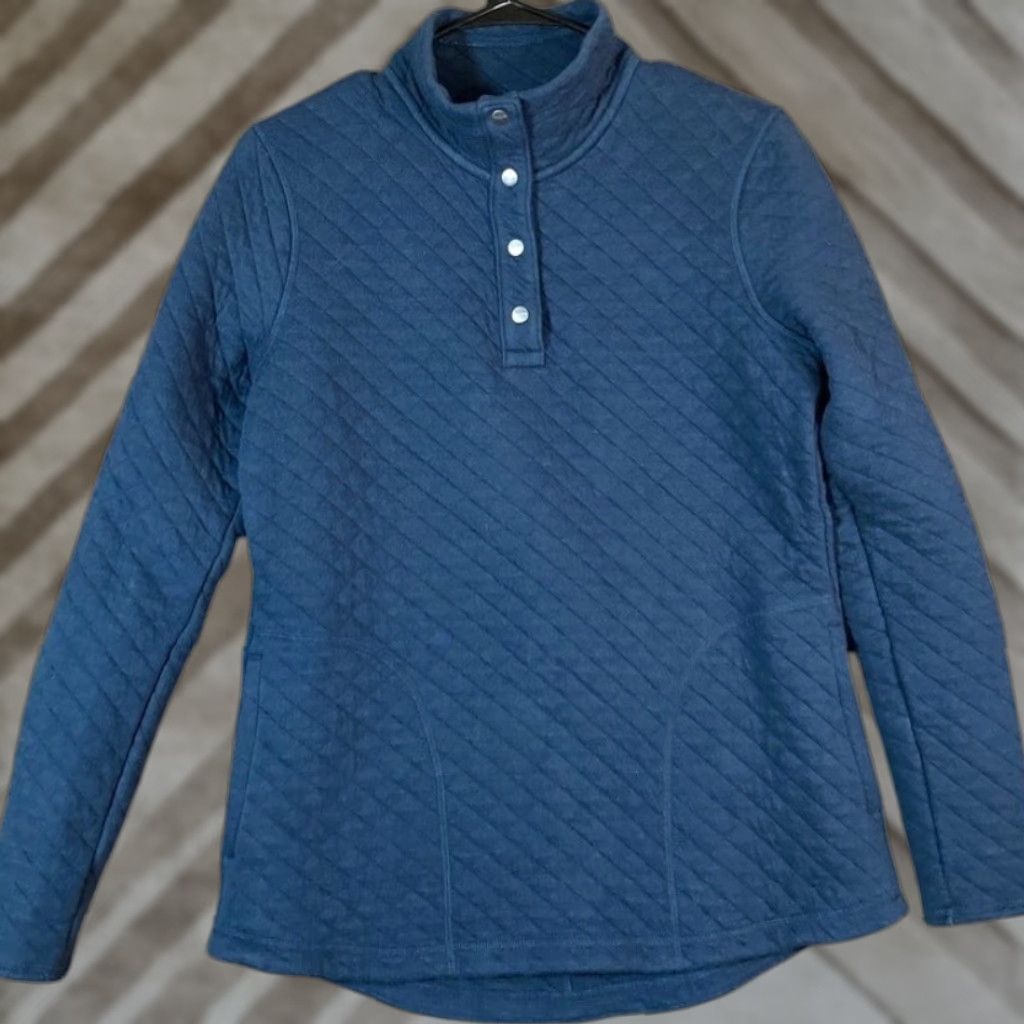 Duluth Trading Company Duluth Trading Co. Womens Sweatshirt Blue Quilted 1/4 Button Pullover XS Size XS / US 0-2 / IT 36-38 - 1 Thumbnail