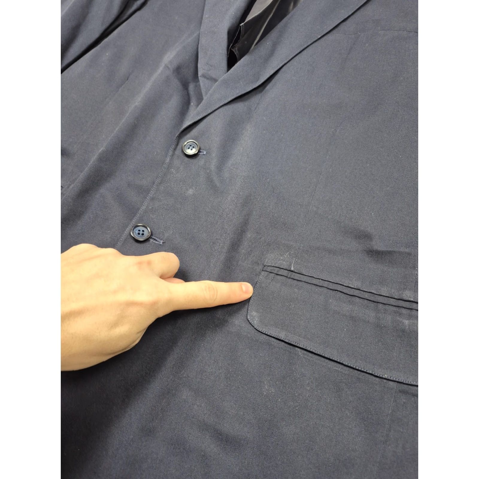 Maje Majer Sport Coat Mens 44 Blue Sea Island Cotton 2 Button Single-Breasted Blazer Jacket USA Size 44R - 2 Thumbnail