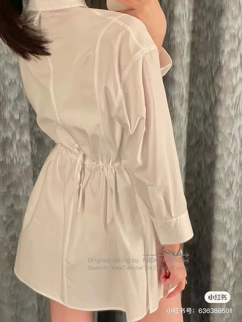 Hermes Hermes White drawstring waist-tie shirt dress Size XS / US 0-2 / IT 36-38 - 7 Thumbnail