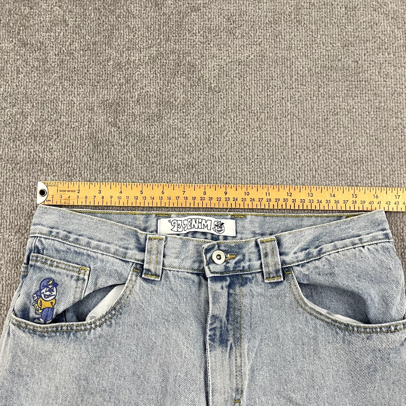 Vintage POLAR Skate Co Jeans Mens 32 x 29 Straight Leg Light Blue Denim Grunge Skater Size US 32 / EU 48 - 6 Thumbnail