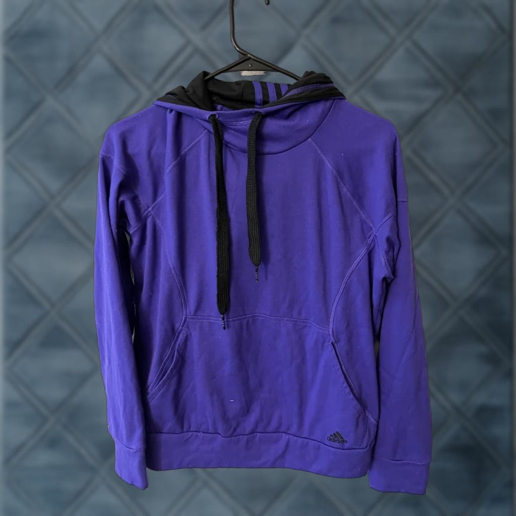 Adidas Adidas Hoodie Womens Medium 12-14 Purple Sweatshirt Pullover Logo Activewear Crew Neck Long Sleeve Pockets Size M / US 6-8 / IT 42-44 - 1 Thumbnail