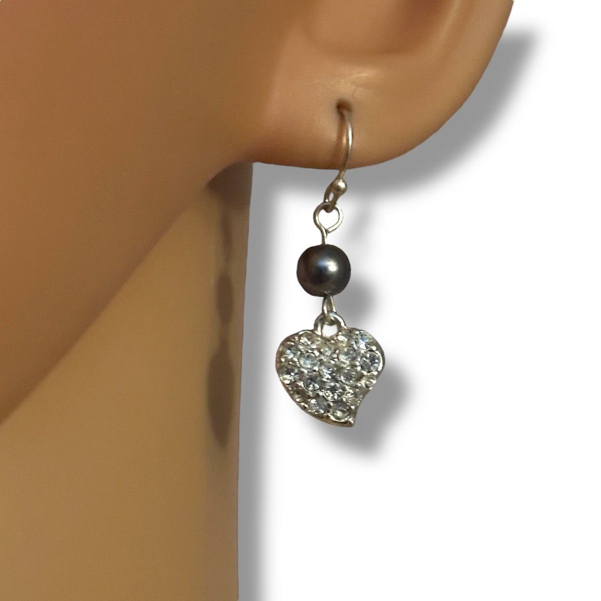 Other Silver tone paved heart dangle earrings Size ONE SIZE - 2 Thumbnail