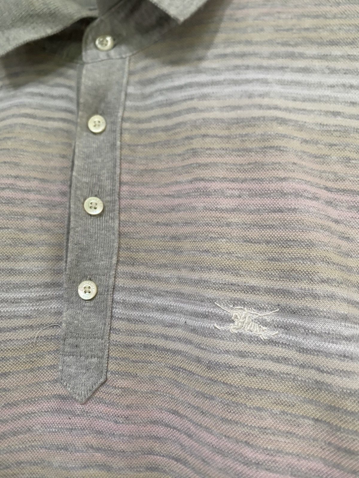 Burberry × Japanese Brand Burberry Golf White Striped Short Sleeve Collar T Shirt Size US M / EU 48-50 / 2 - 6 Thumbnail