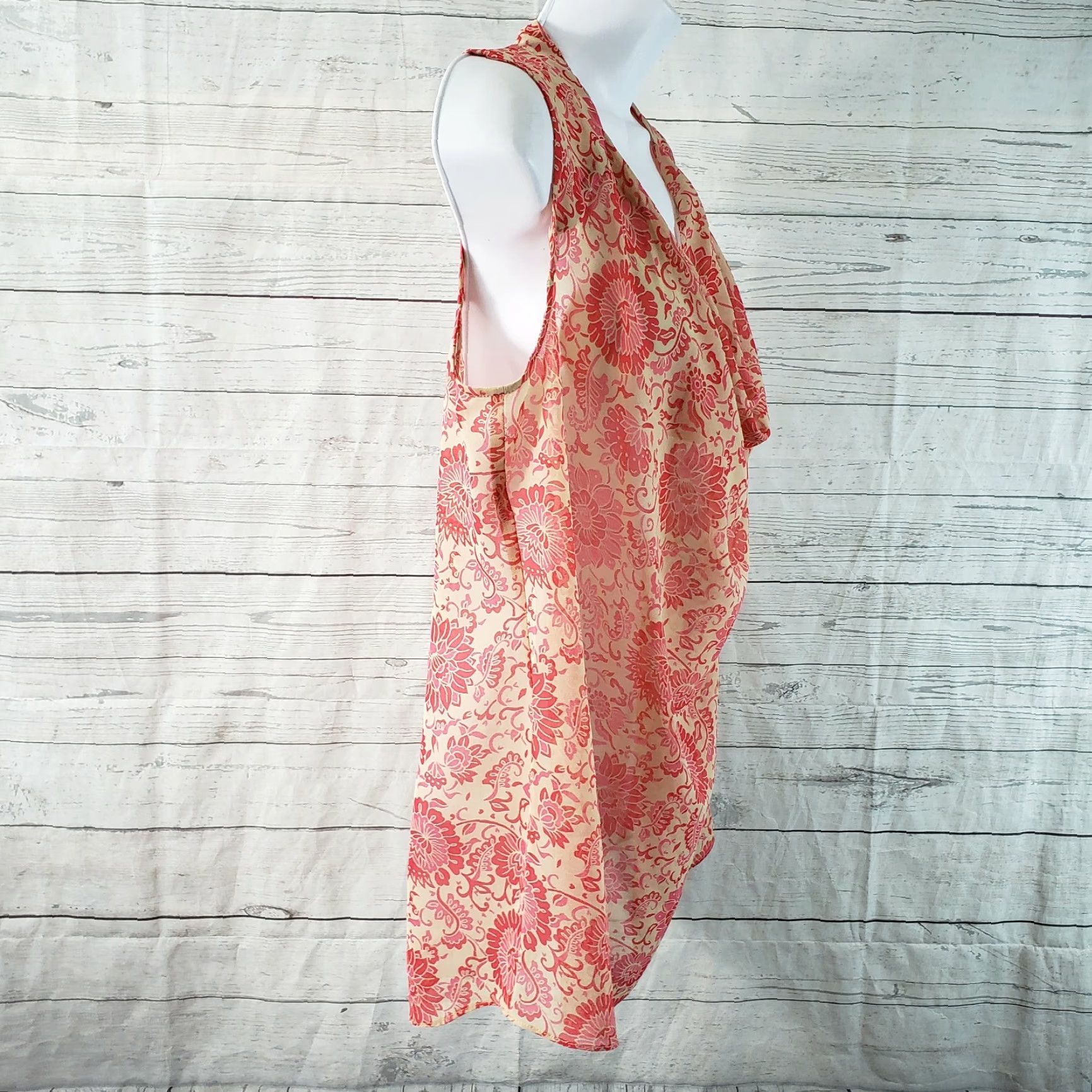 Vintage Cabi 5037 Womens Vita Blouse Shirt Sleeveless Pink Beige Floral Sheer Sz S Size S / US 4 / IT 40 - 3 Thumbnail