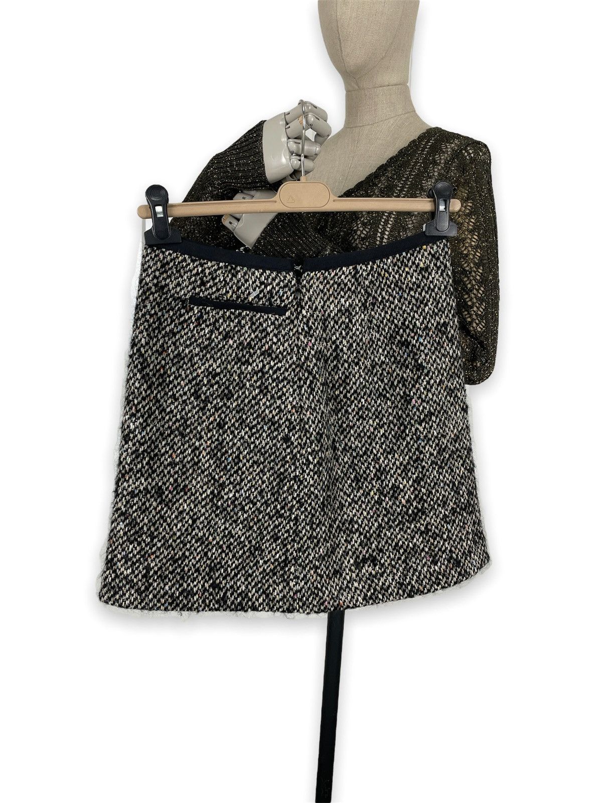 Japanese Brand × Tomorrowland Rare Japan Collection Wool Tweed Side Zipper Mini Straight Skirt Size 26" / US 2 / IT 38 - 5 Thumbnail