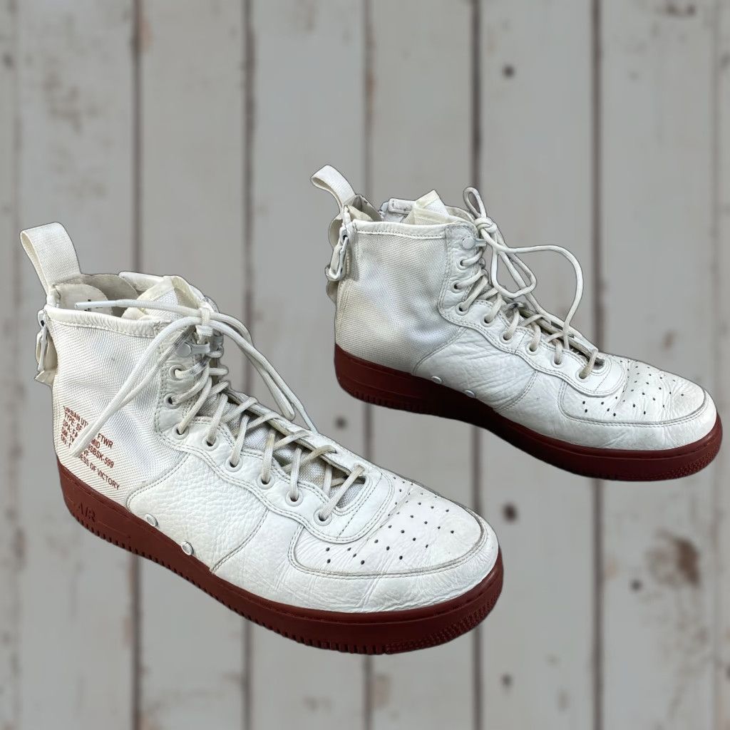 Nike Nike SF Air Force 1 Mens Mid 12 Ivory White Leather Canvas Red Mars White Boot Shoe Size US 11 / EU 44 - 1 Thumbnail