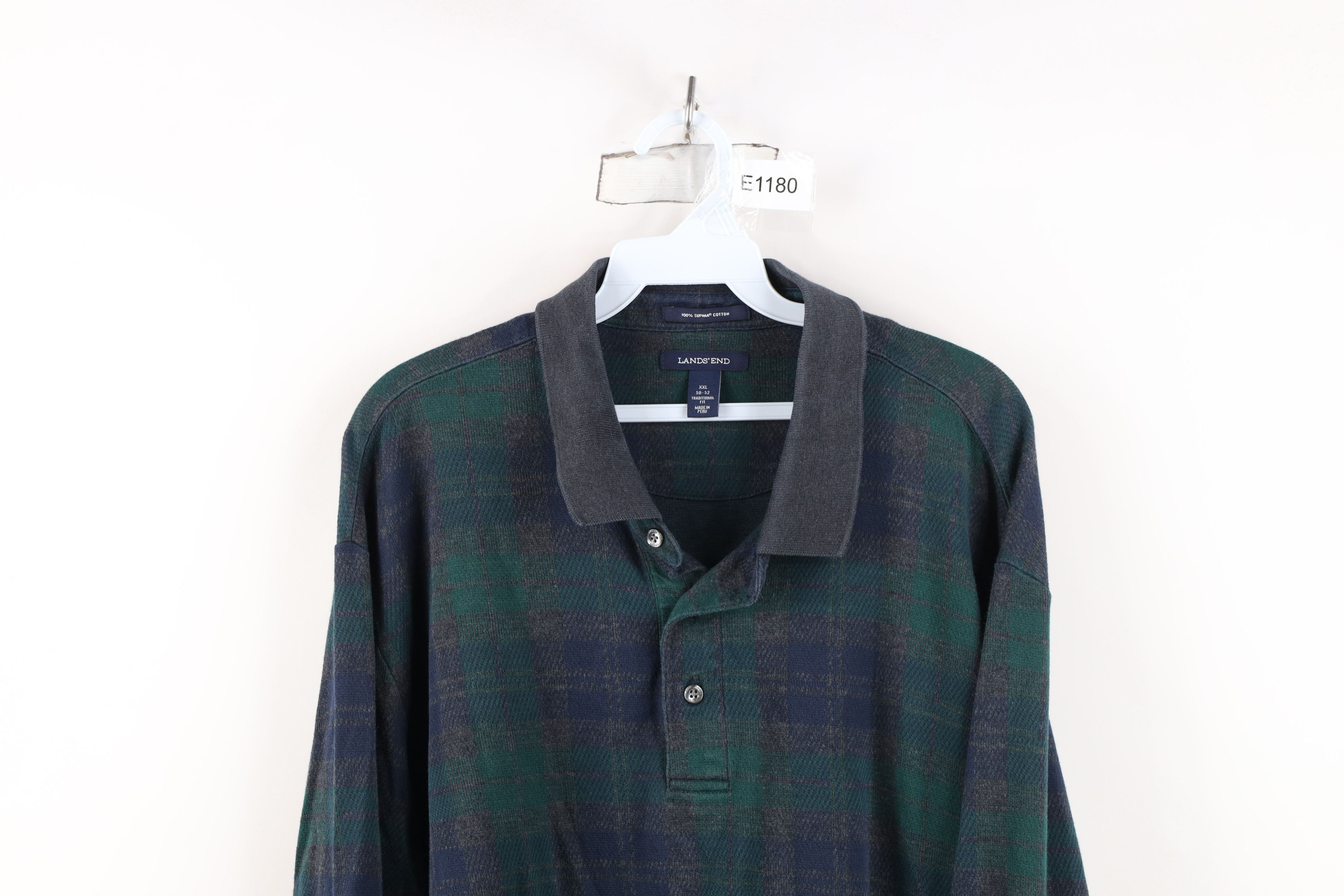 Lands' End Vintage Lands End Long Sleeve Rugby Polo Shirt Plaid Cotton Size US XXL / EU 58 / 5 - 2 Thumbnail