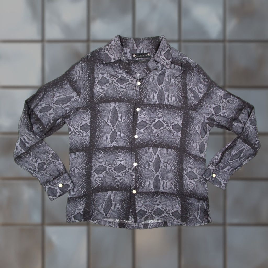 Allsaints AllSaints Men's Gray Viper Button-Up Shirt S Relaxed Fit Collared Long Sleeve Bohemian Urban Size US S / EU 44-46 / 1 - 1 Thumbnail