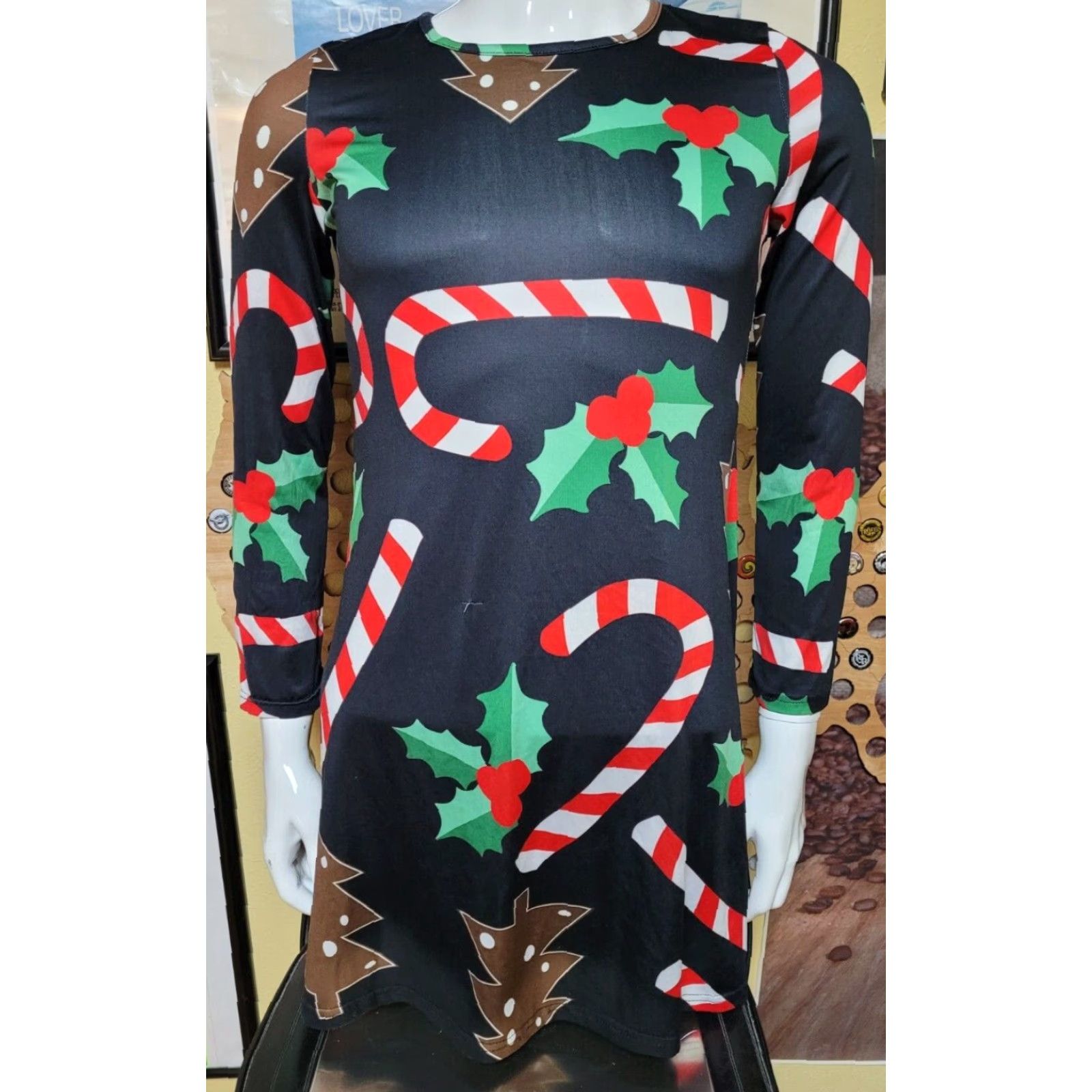 Vintage VINTAGE Womens Polyester Holiday Candy Cane Dress Nighty Nightgown Medium Size M / US 6-8 / IT 42-44 - 2 Thumbnail